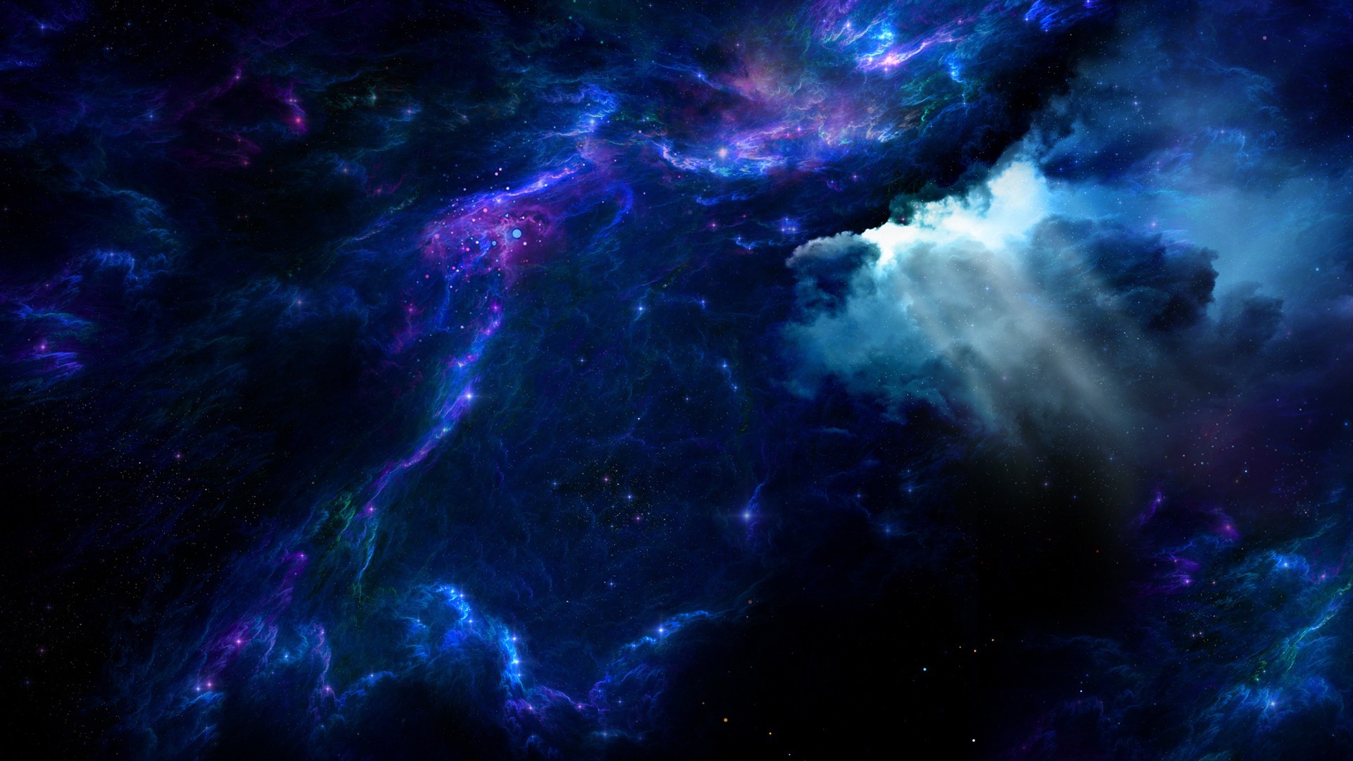 Nebulosa, Spazio, Stelle, Blu, Viola, 1920x1080, sfondo per PC