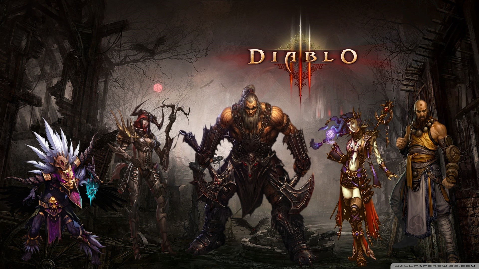 Diablo III, Sciamano, Barbaro, Mago, Monaco, Cacciatore di demoni, sfondo Full HD per computer