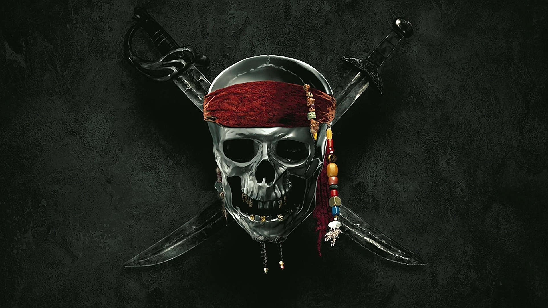 Pirati dei Caraibi, Teschio, Bandana, Sciabole incrociate, Full HD, sfondo desktop