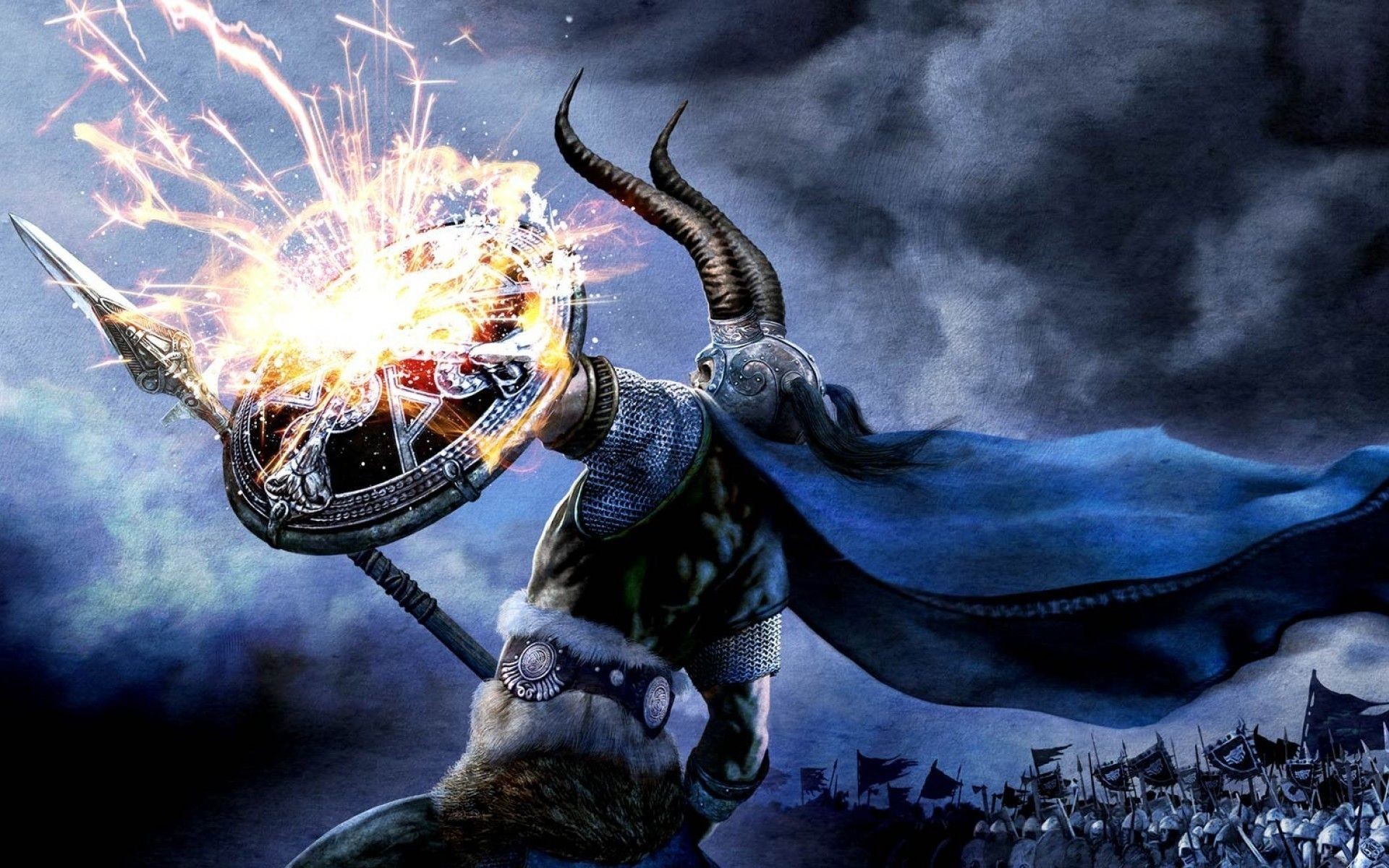 Guerriero, Fulmini, Fantasy, 1920x1200, immagine di sfondo