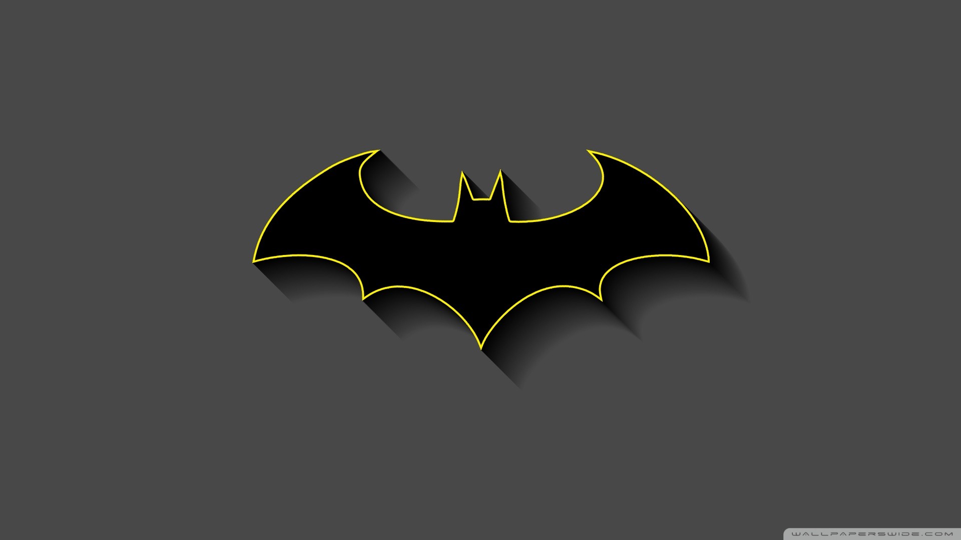 Logo di Batman, Sfondo grigio, Giallo, Full HD, wallpaper desktop
