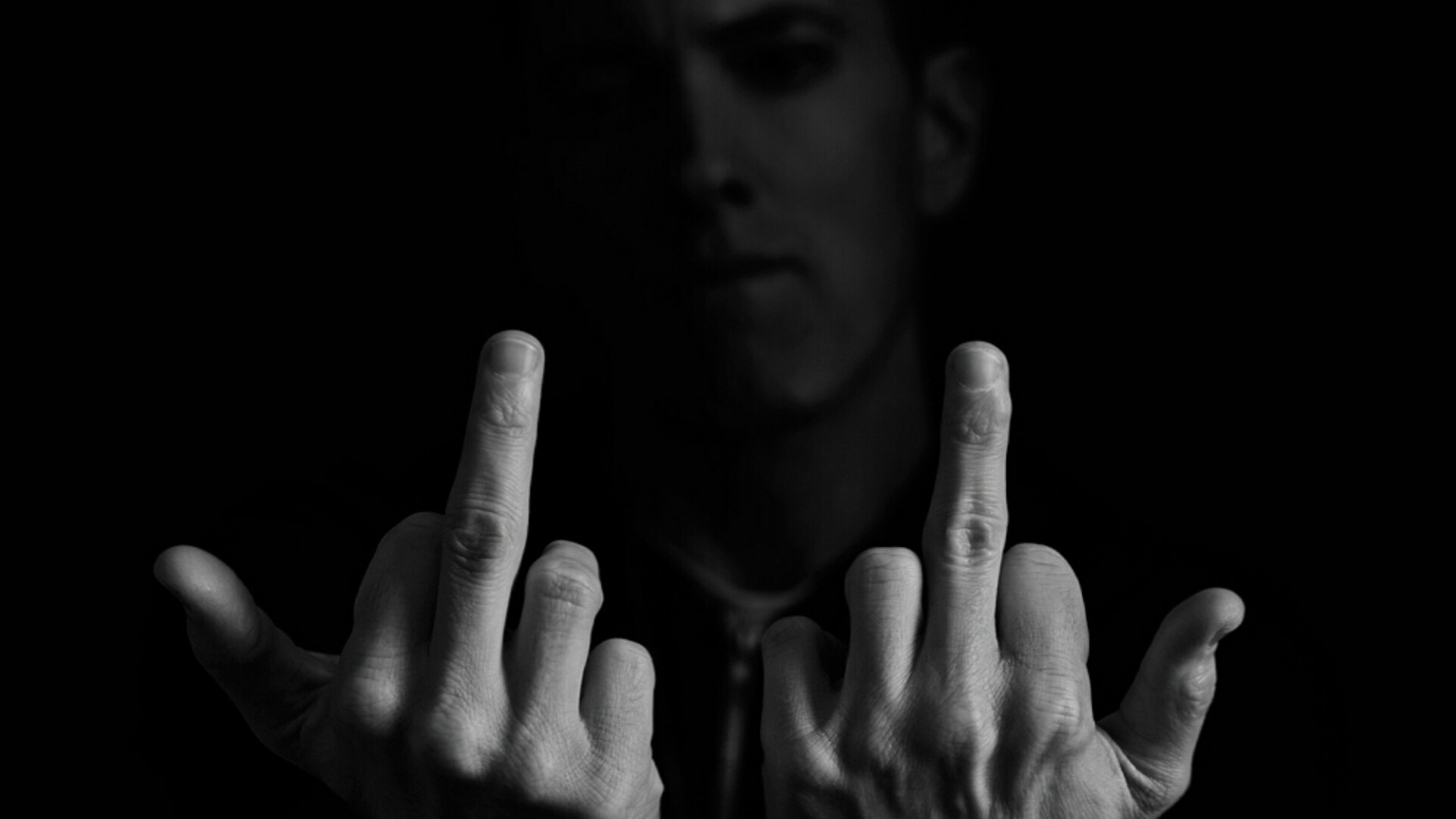 Eminem, Dito medio, Toni scuri, 16:9 Full HD, sfondo widescreen