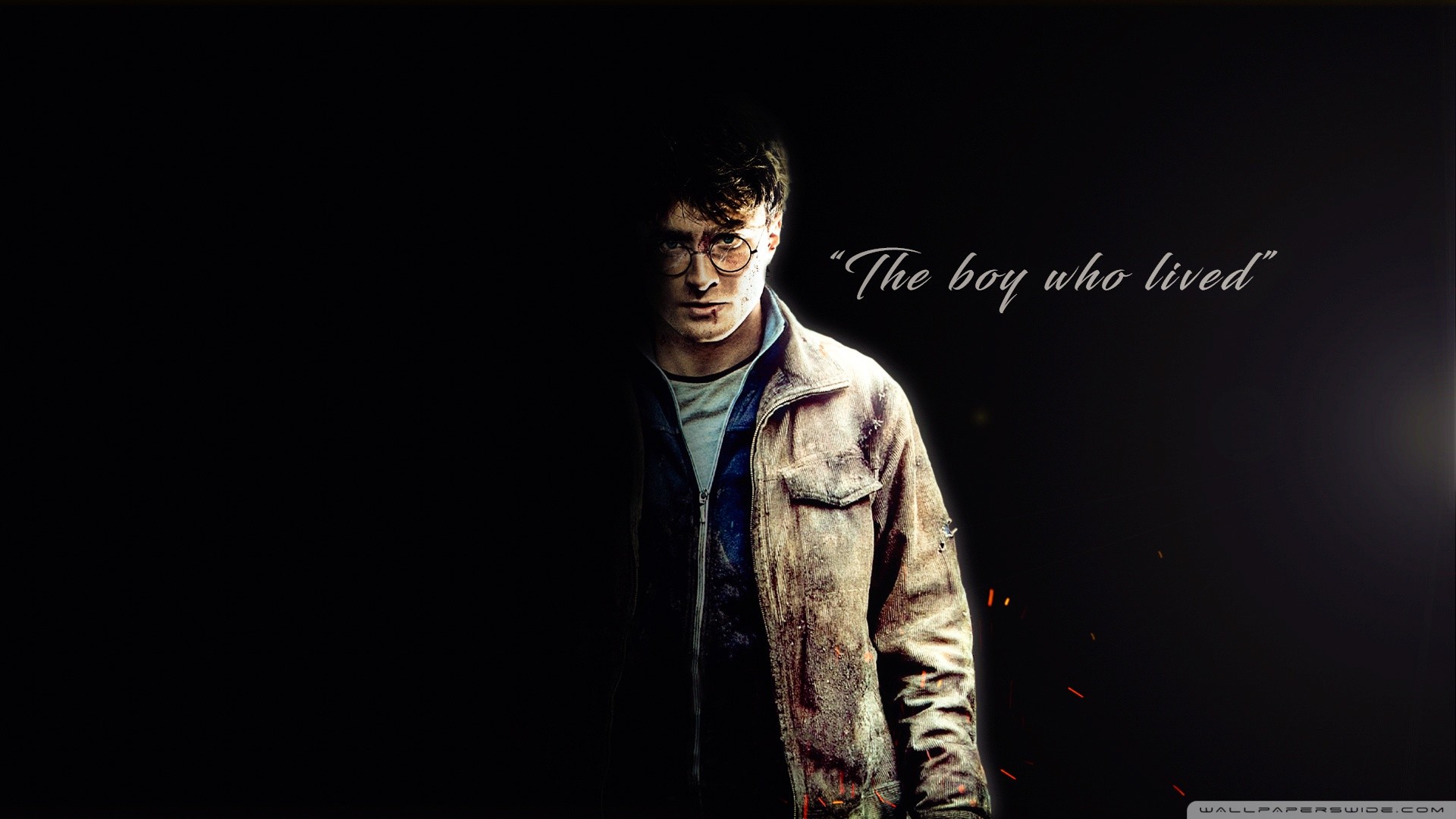 Harry Potter, Daniel Radcliffe, Il ragazzo che è sopravvissuto, Citazione, Sfondo nero, wallpaper Full HD