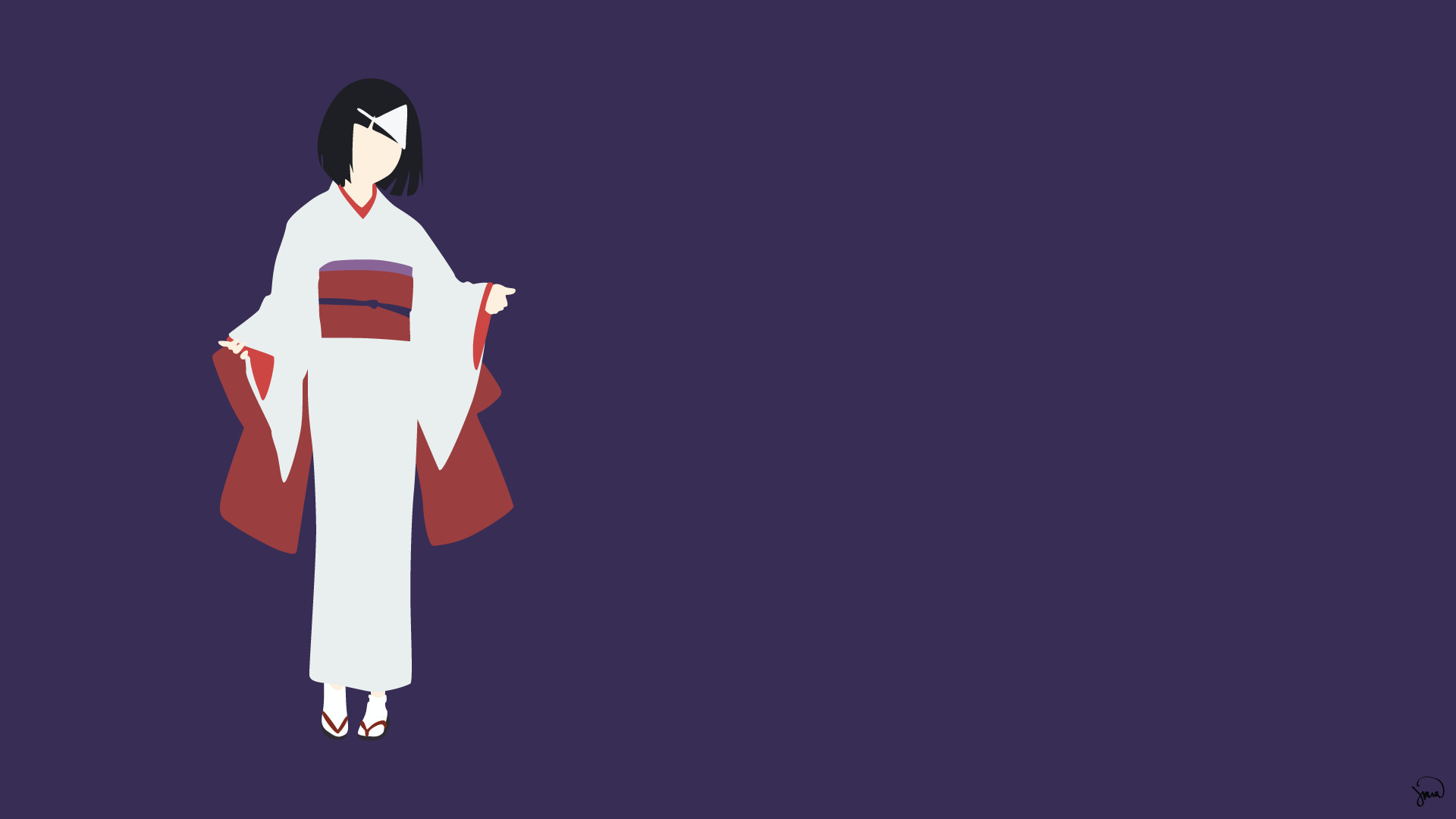 Nora, Noragami, Kimono, Minimalista, Sfondo viola, Full HD, wallpaper per PC