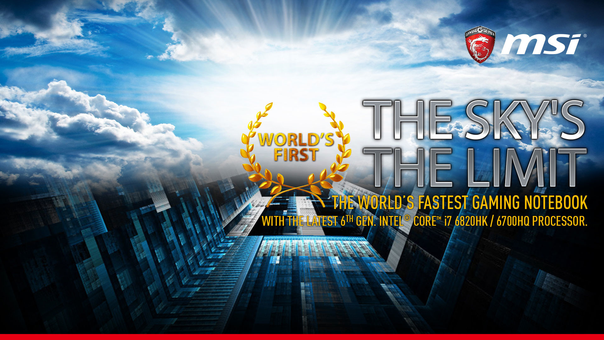 MSI, Laptop gaming, The Sky's the Limit, Nuvole, Pubblicità, Full HD, sfondo per PC