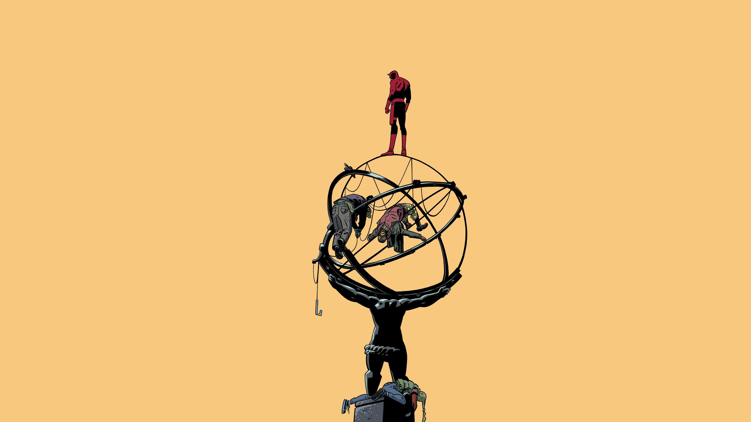 Daredevil, Atlante, Statua, Minimalista, 16:9 2K, sfondo widescreen