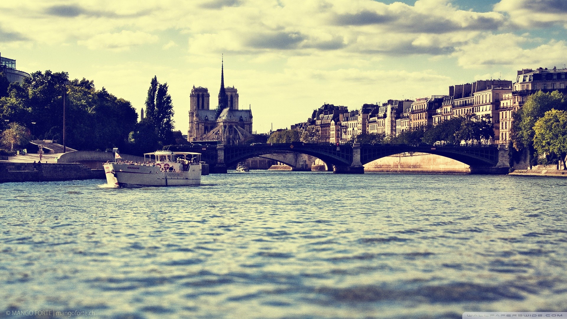 Notre-Dame, Senna, Parigi, Battello, 1920x1080, immagine di sfondo