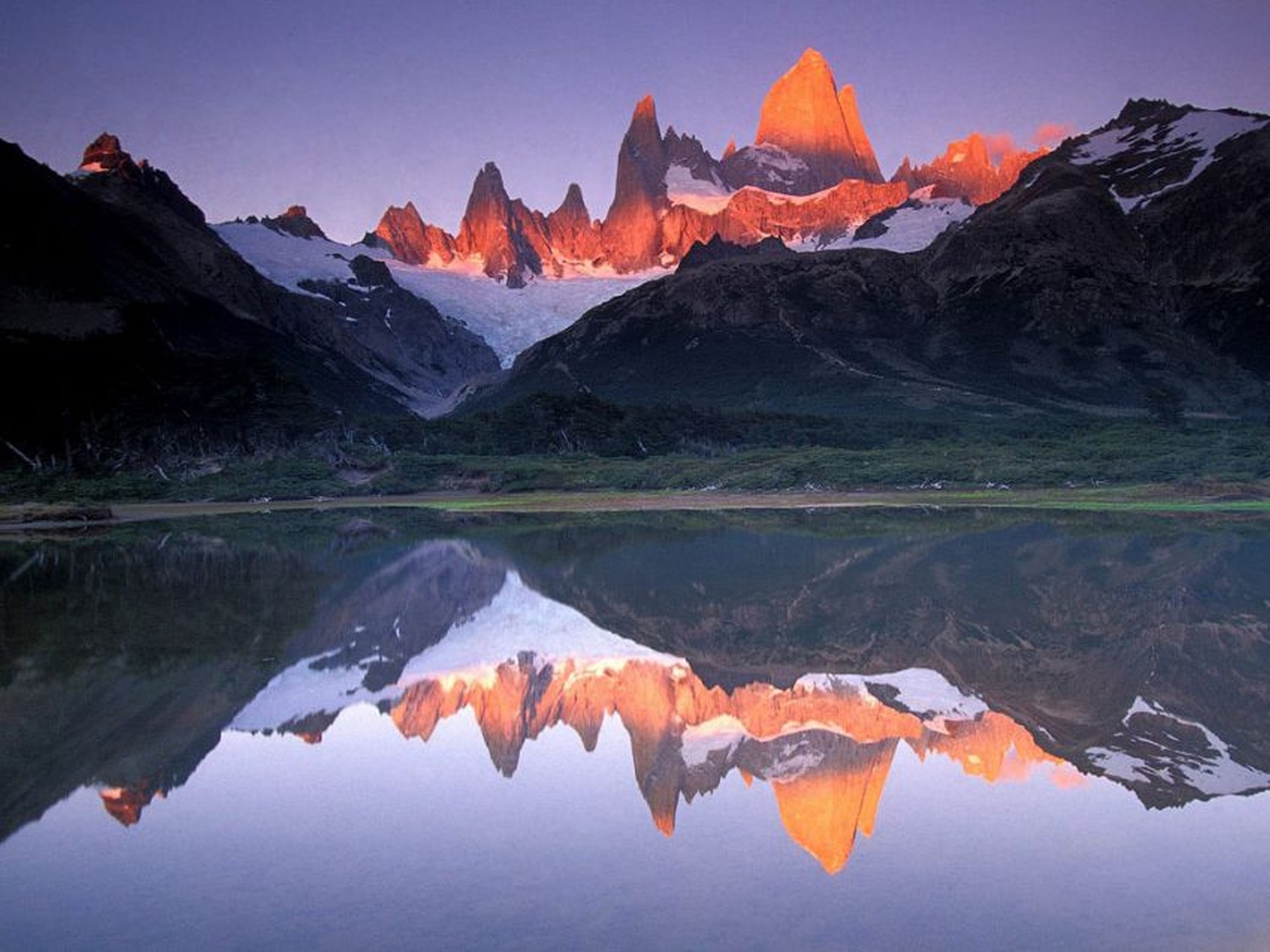 Fitz Roy, Patagonia, Lago, Riflesso, Alba, wallpaper per cellulare