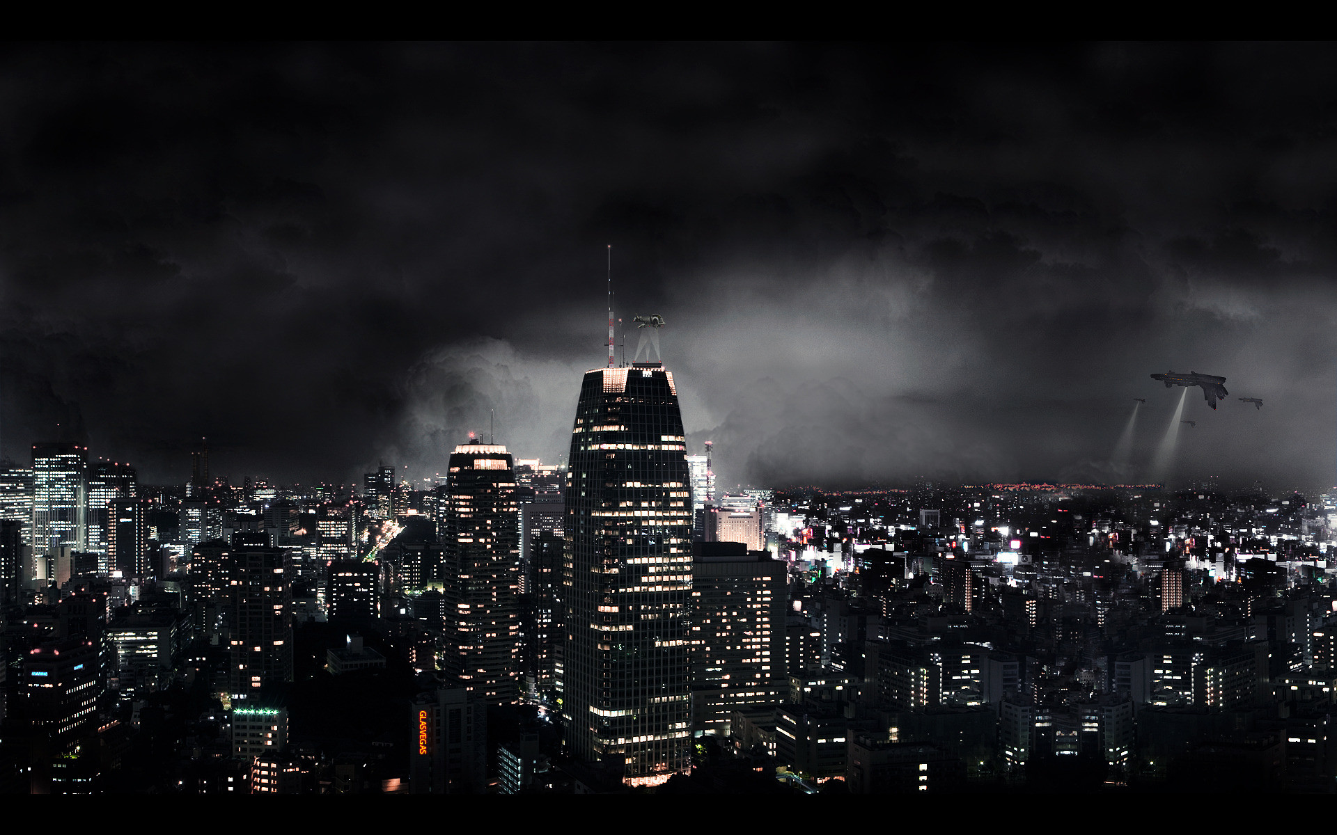 Tokyo, Notte, Nebbia, Skyline scuro, 1920x1200, immagine di sfondo