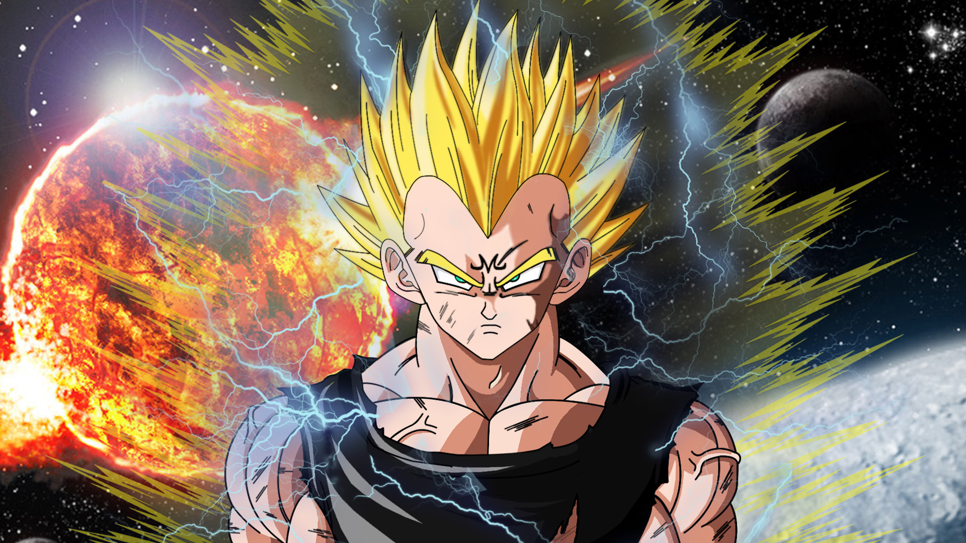 Majin Vegeta, Vegeta, Super Saiyan, Dragon Ball Z, Full HD 1080p, sfondo desktop