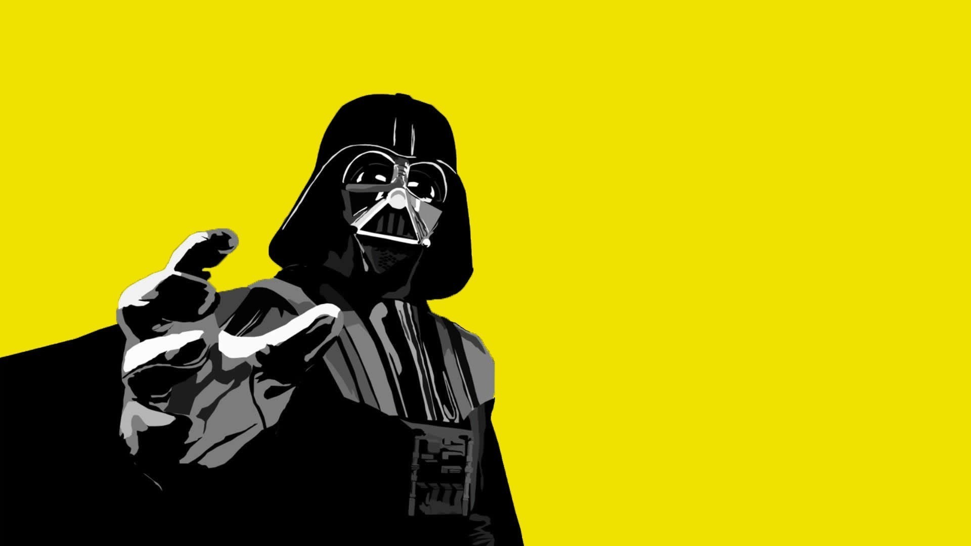 Darth Vader, Pop art, Sfondo giallo, Forza, Full HD, wallpaper per PC