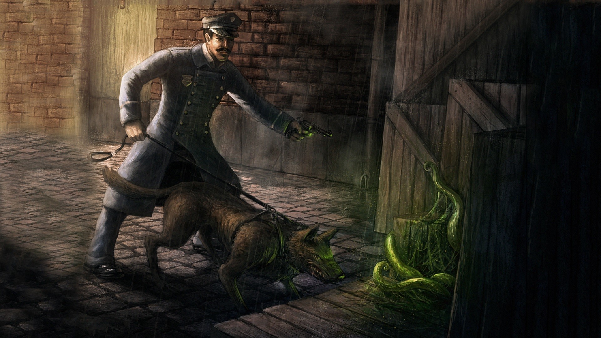 Ufficiale, Cane, Tentacoli, Vicolo, Full HD, sfondo Windows 11