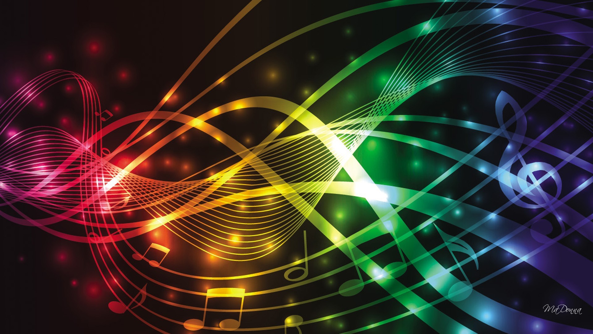 Chiave di violino, Onde luminose, Arcobaleno, Full HD 1080p, sfondo desktop
