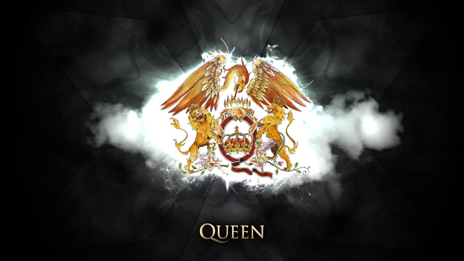 Queen, Stemma dei Queen, Logo, Sfondo nero, Full HD, wallpaper per computer
