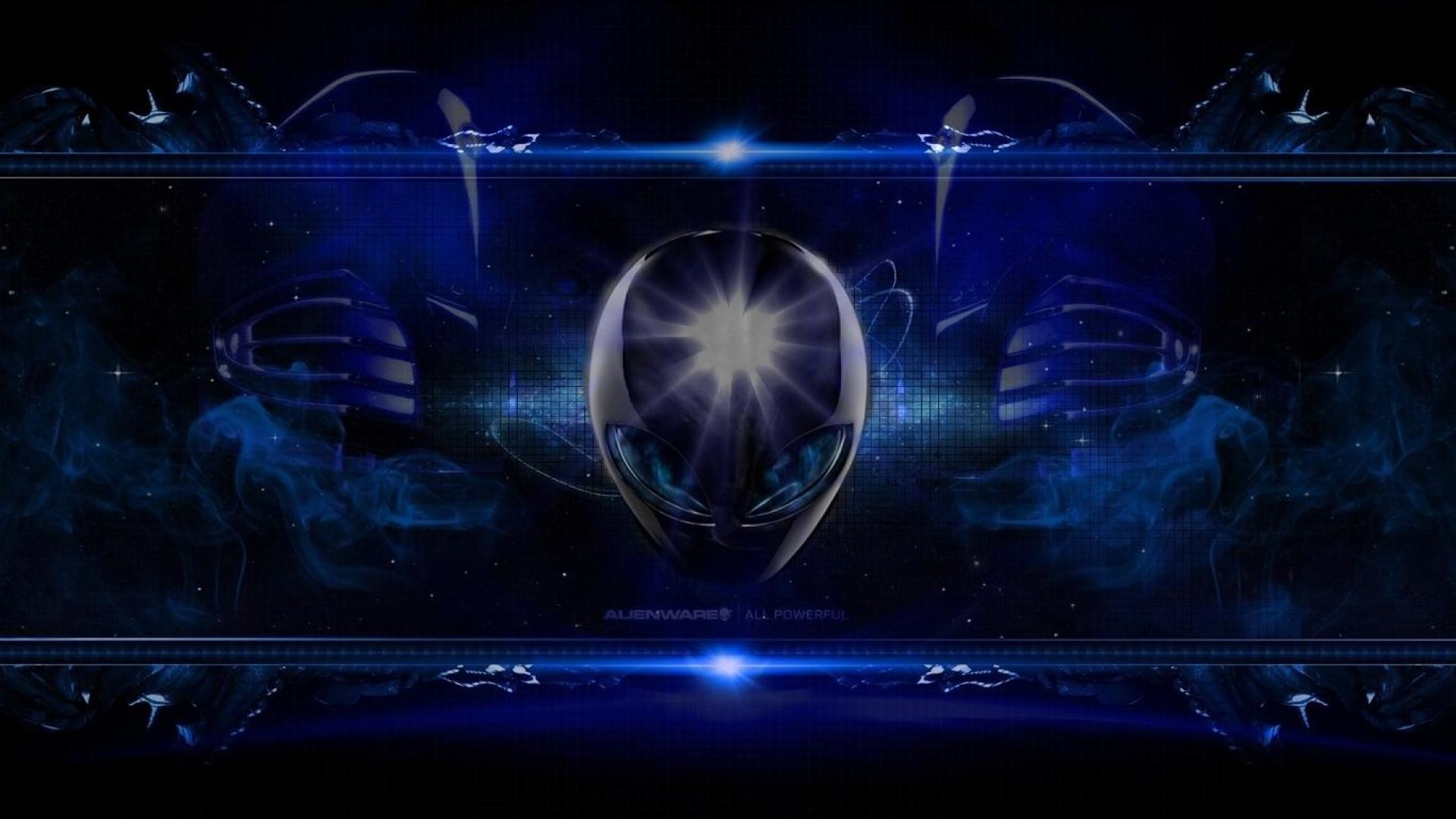 Alienware, Logo alieno, Blu, 16:9 Full HD, sfondo widescreen