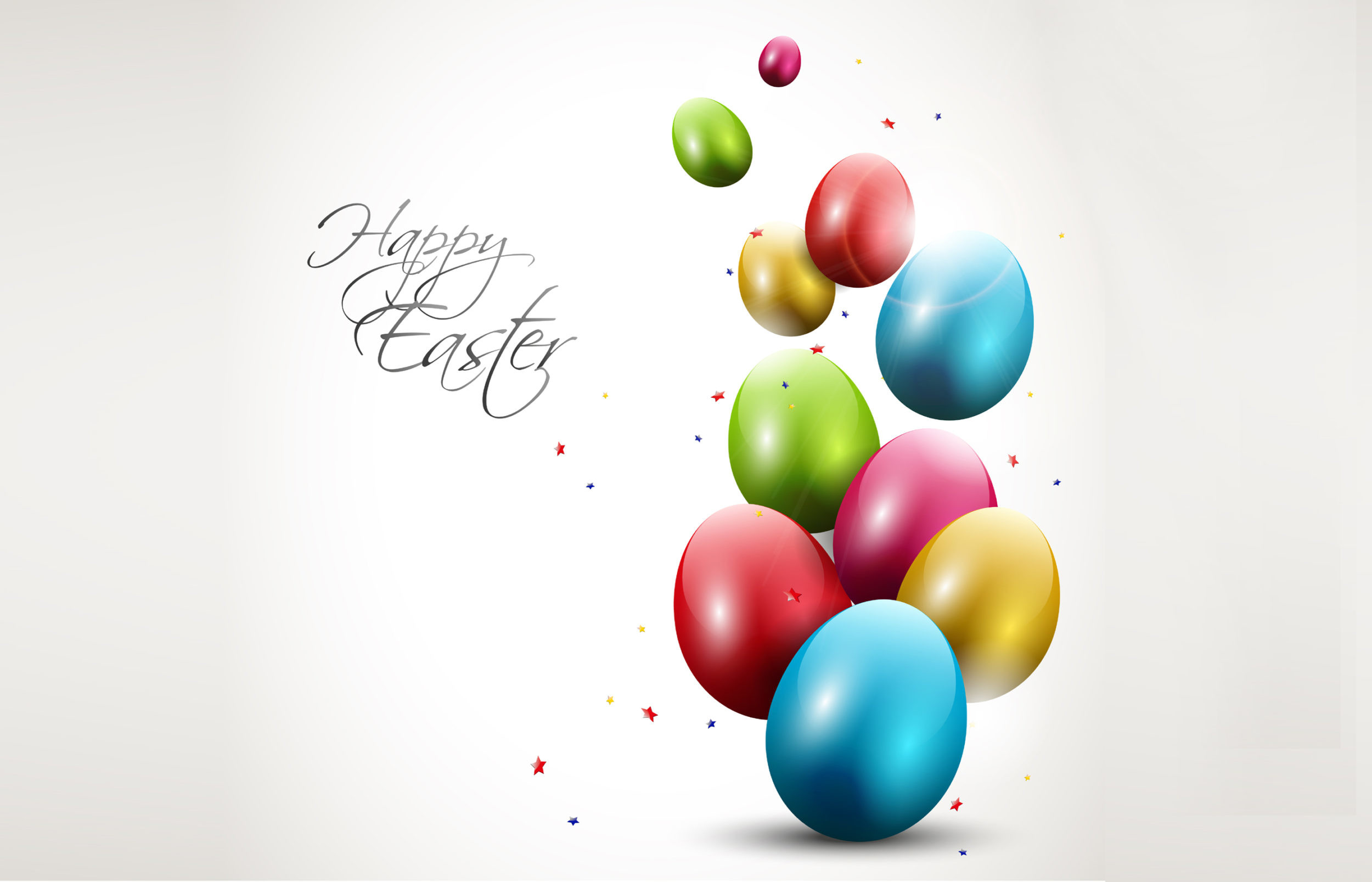Buona Pasqua, Uova di Pasqua, Uova lucide, Sfondo bianco, Full HD, wallpaper per portatile