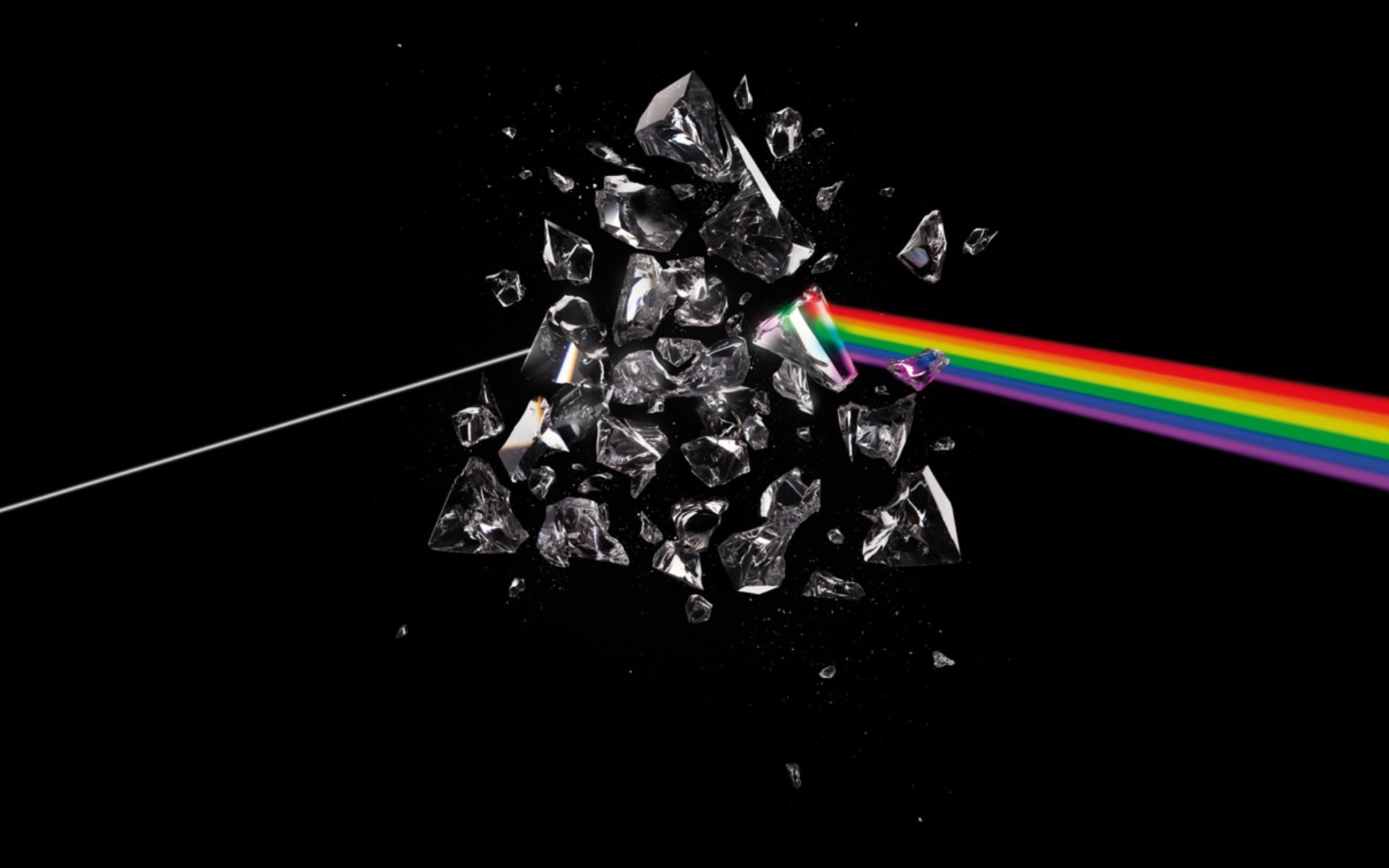 Pink Floyd, The Dark Side of the Moon, Prisma frantumato, Vetri, Spettro di luce, sfondo desktop