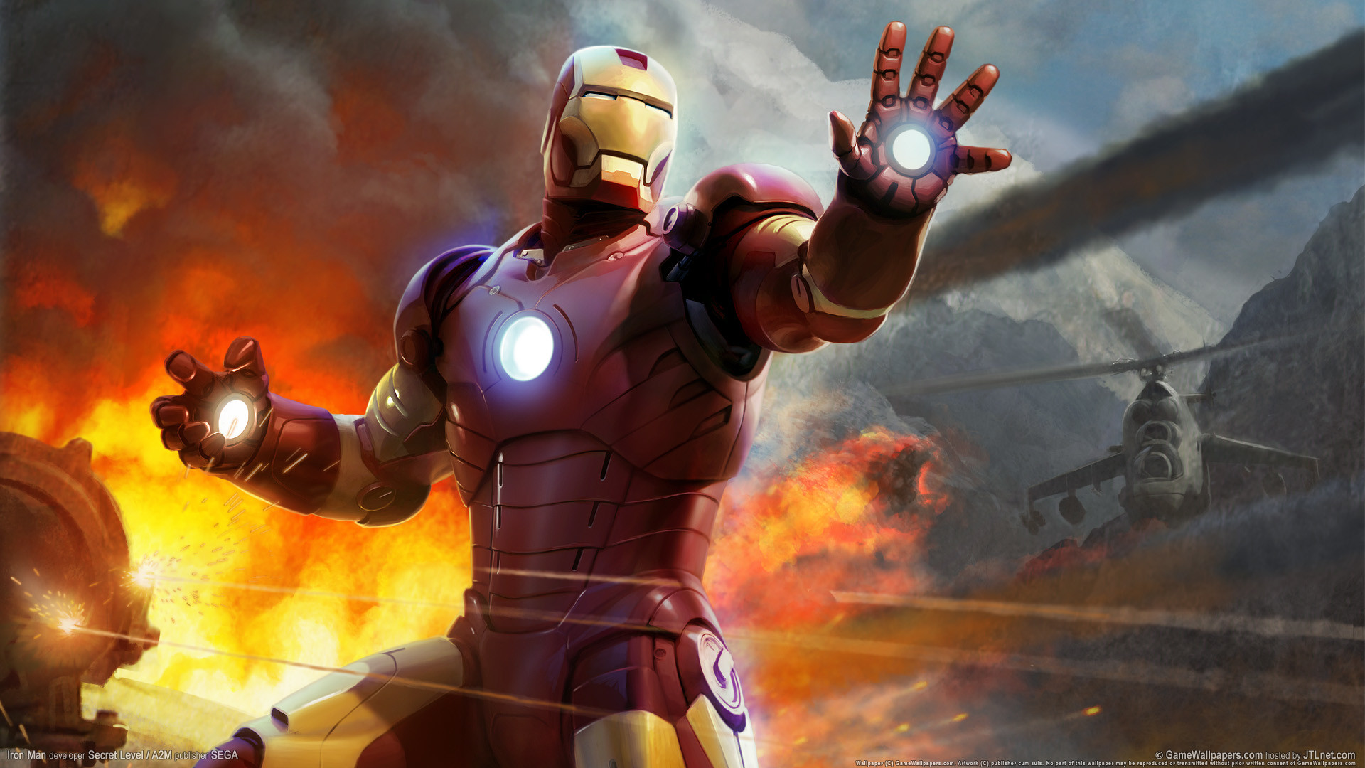 Iron Man, Marvel, Armatura, Esplosione, Full HD, sfondo per portatile