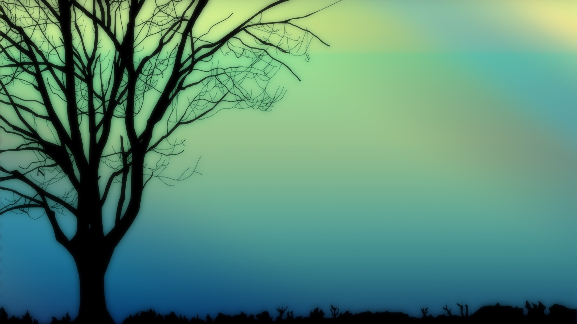 Albero, Silhouette, Sfumatura verde, Full HD, sfondo Mac