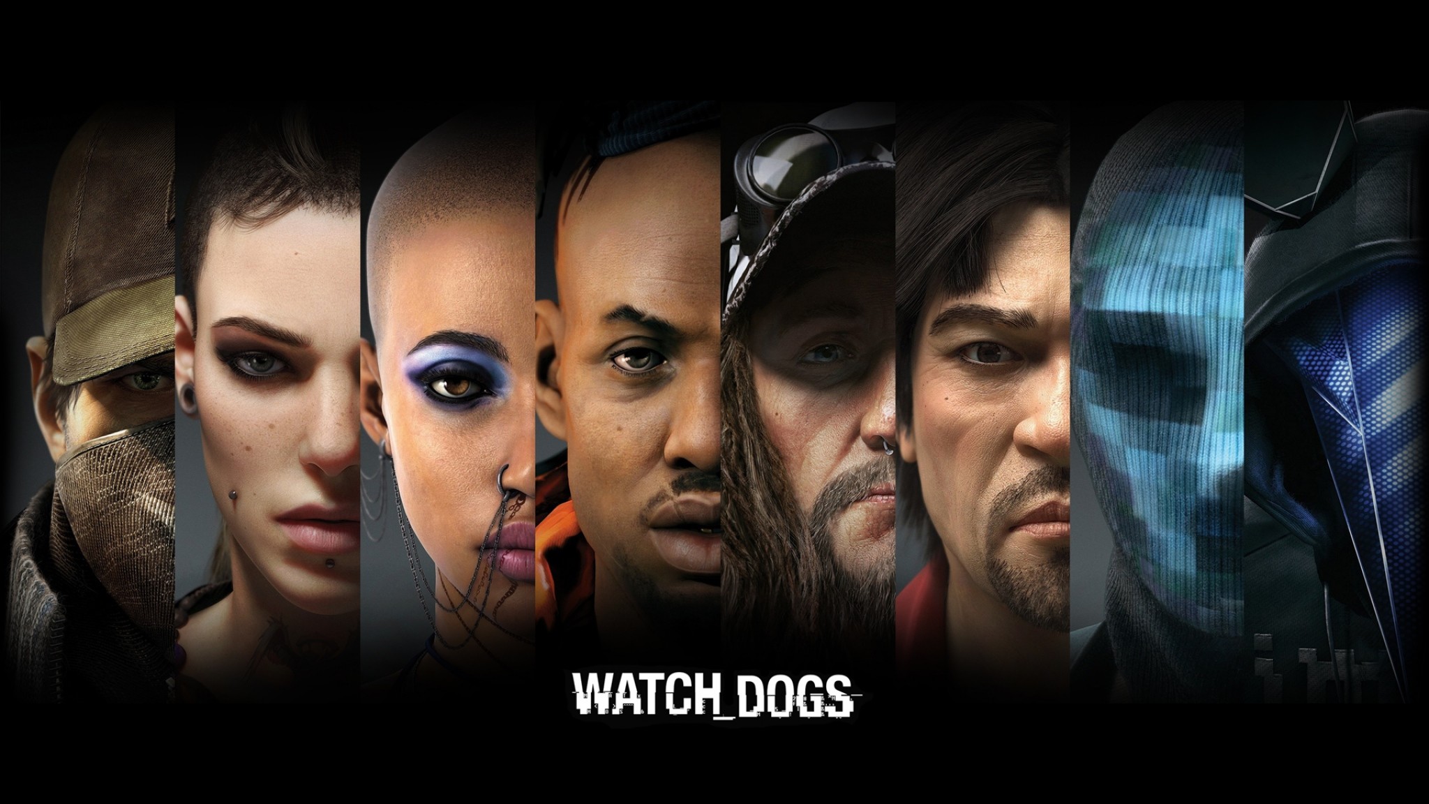 Watch Dogs, Personaggi, Aiden Pearce, Clara Lille, Collage, Full HD, sfondo desktop