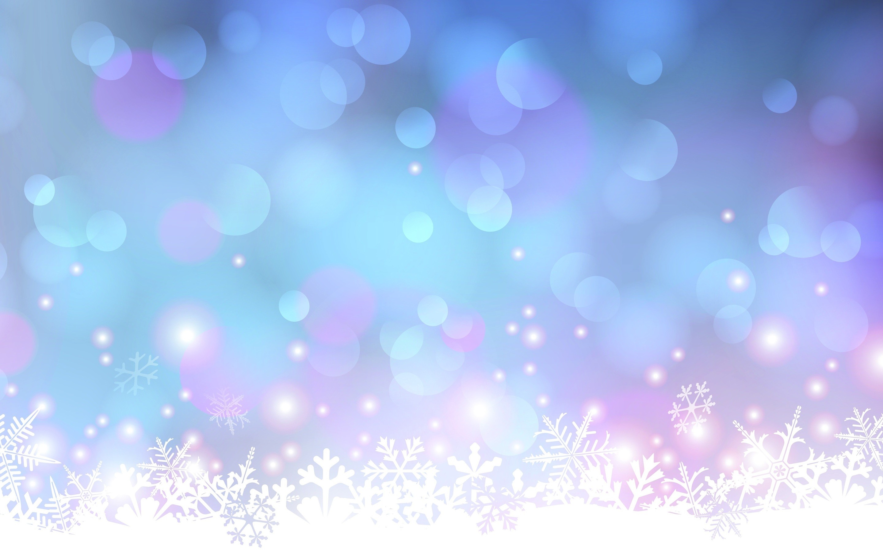 Bokeh, Fiocchi di neve, Azzurro, Pastello, 2K, sfondo per PC