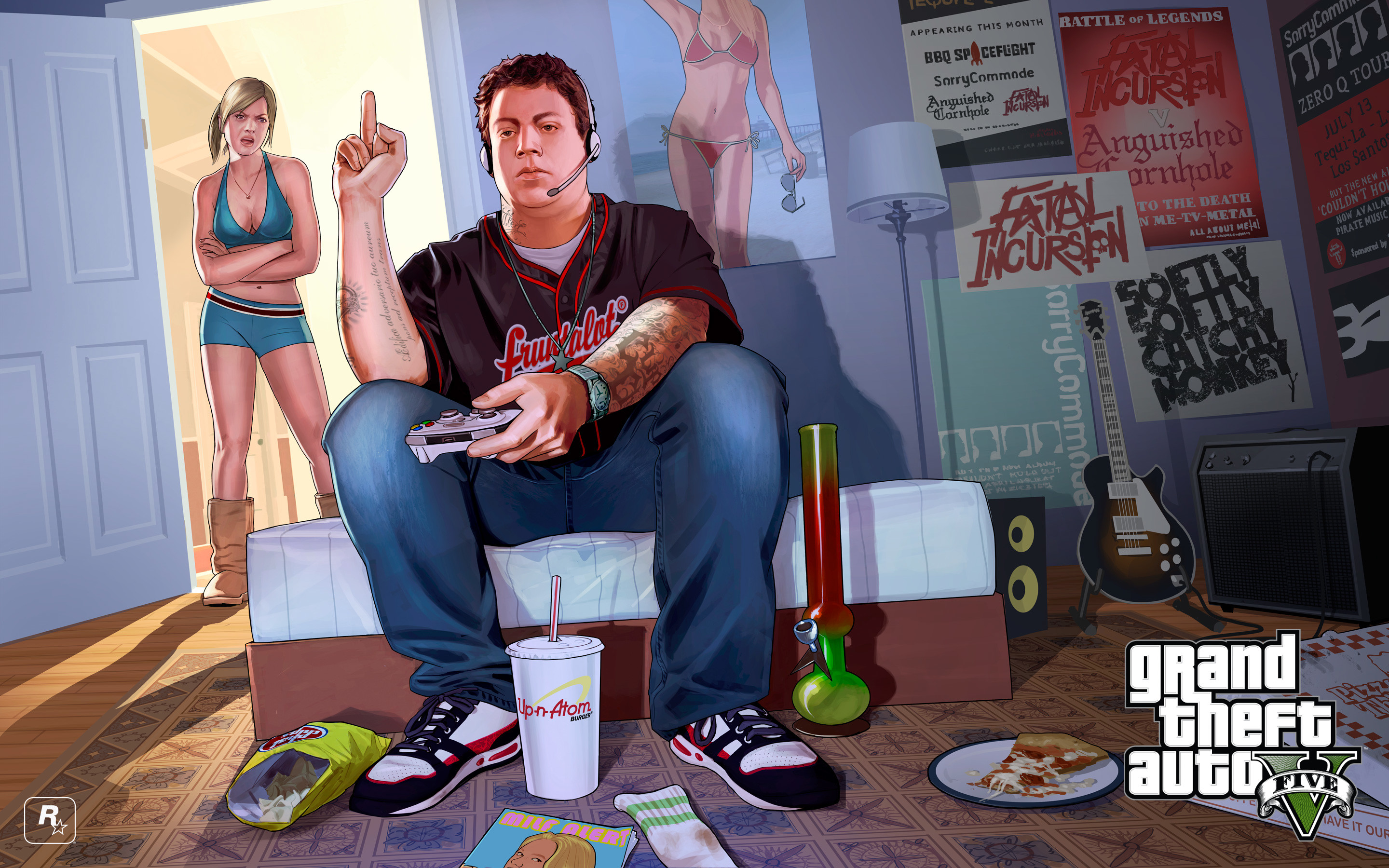 Jimmy De Santa, Tracey De Santa, Grand Theft Auto V, Camera da letto, Videogioco, wallpaper 2K