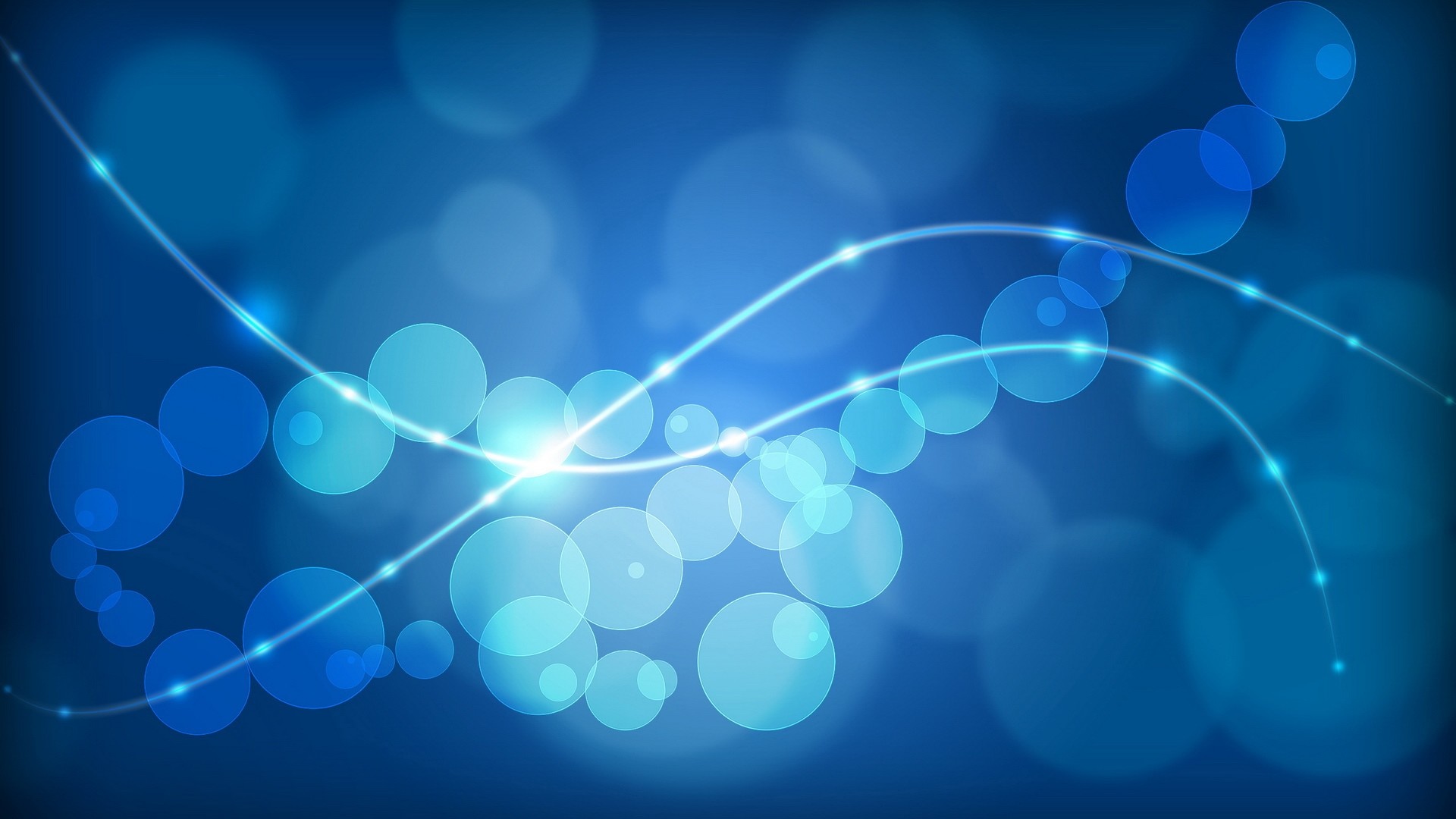Bokeh, Cerchi, Linee luminose, Blu, 16:9 Full HD, sfondo widescreen