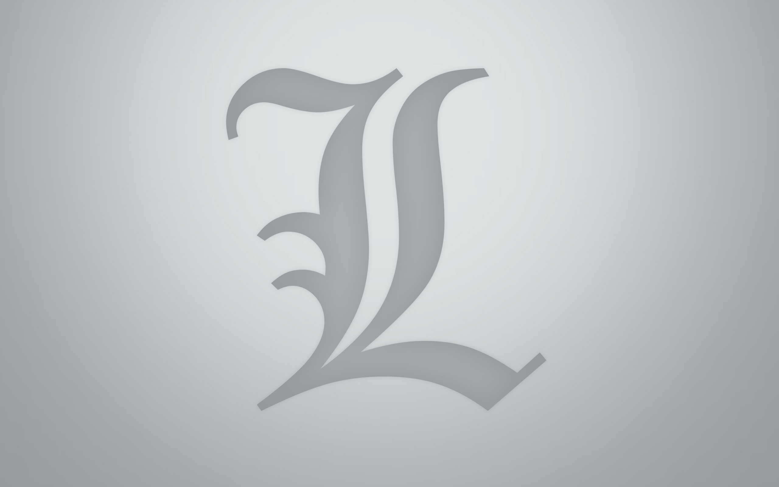 L (simbolo), Death Note, Logo, Grigio, Minimalista, 2560x1600, immagine di sfondo