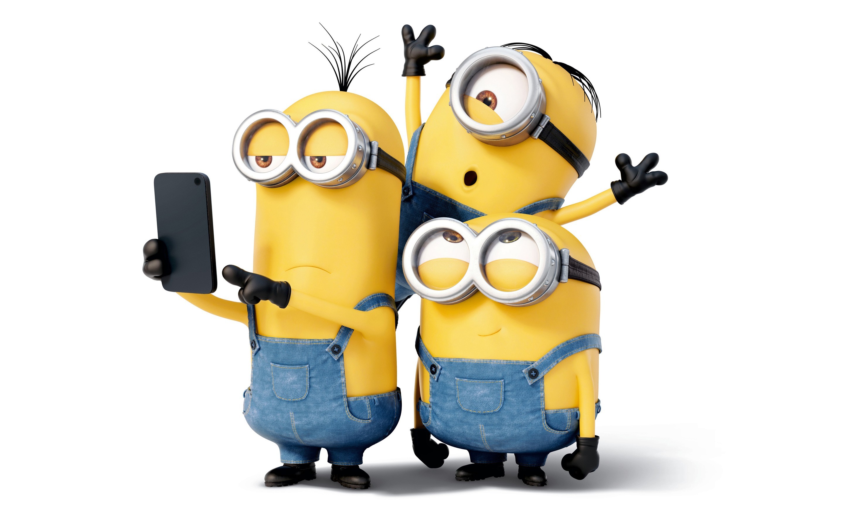 Minion, Selfie, Smartphone, Sfondo bianco, wallpaper Android