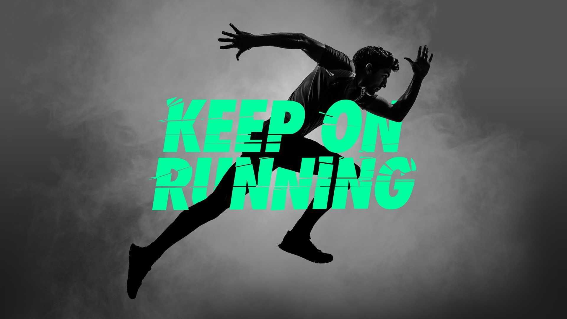 Keep On Running, Velocista, Silhouette, Verde neon, Full HD, sfondo per PC