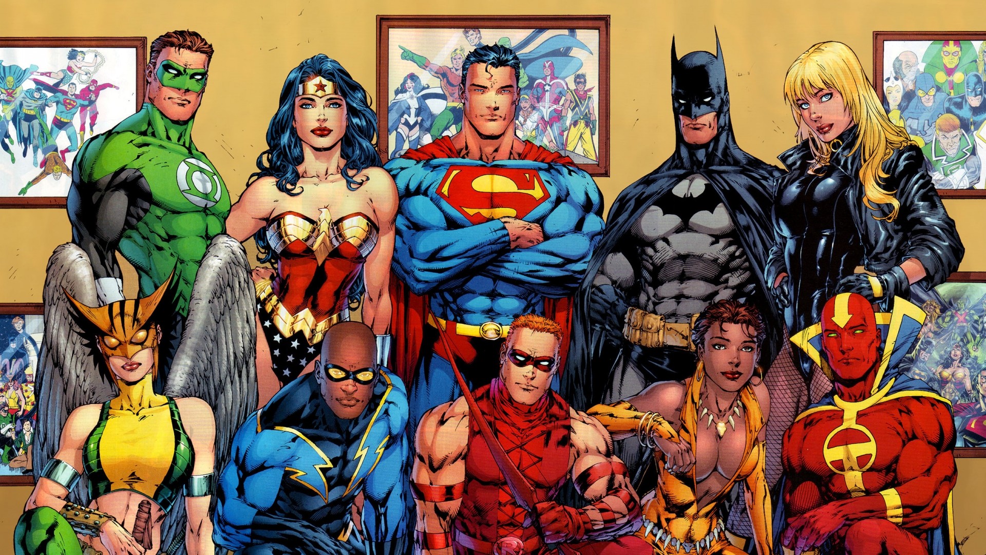 Justice League, Superman, Batman, Wonder Woman, Lanterna Verde, DC Comics, sfondo Full HD per PC