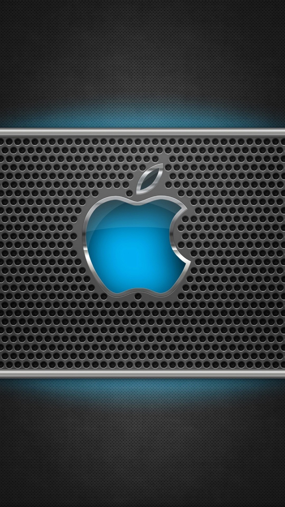 Logo Apple, Apple, Griglia metallica, Blu, schermata di blocco iPhone 6