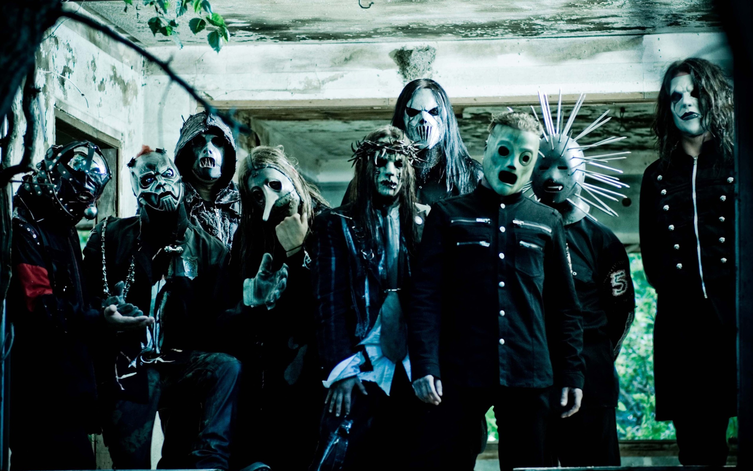 Slipknot, Foto di gruppo, Maschere, Band metal, 2K, sfondo desktop