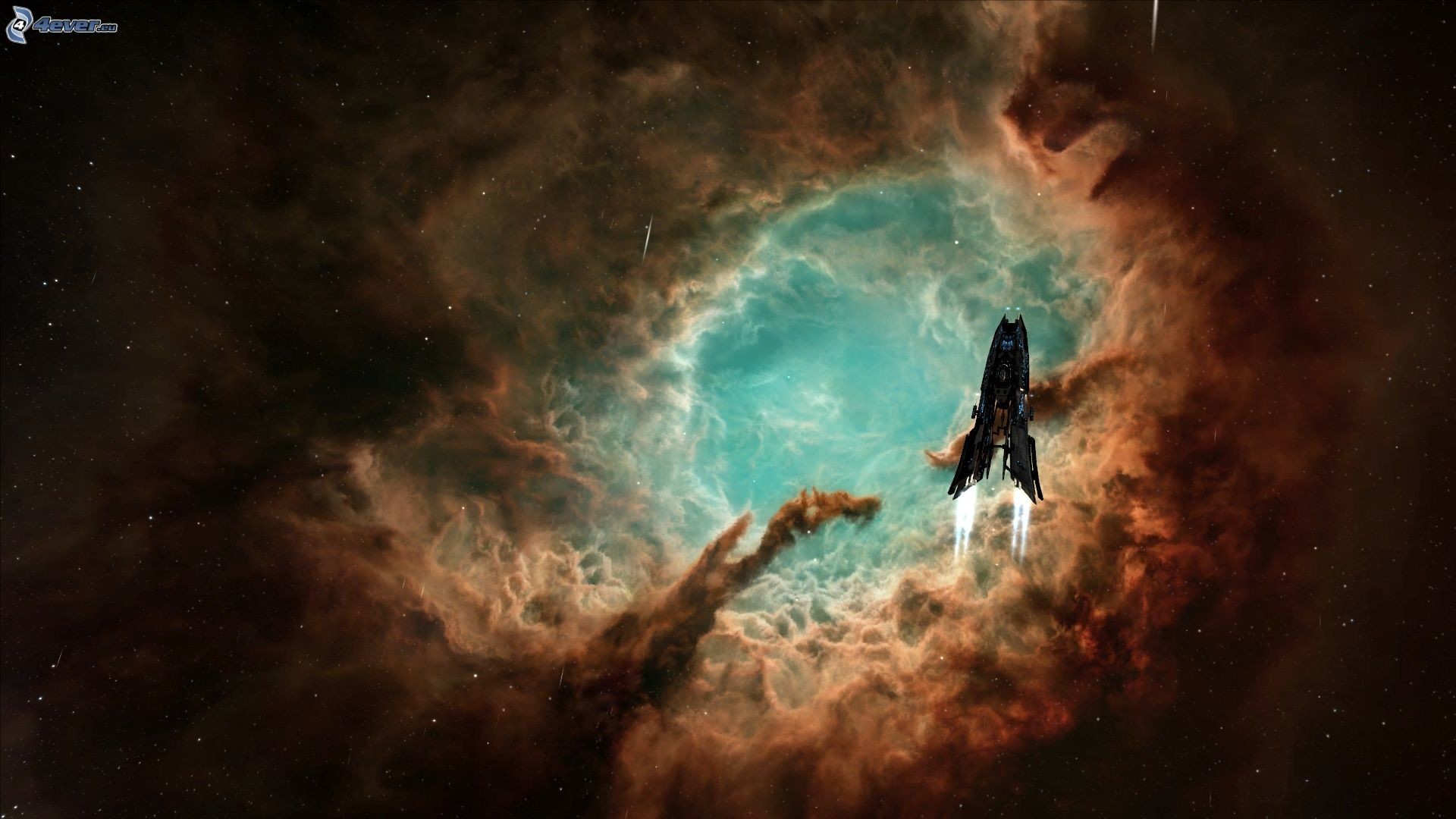 Nebulosa, Astronave, Fantascienza, Spazio, 16:9 Full HD, sfondo widescreen