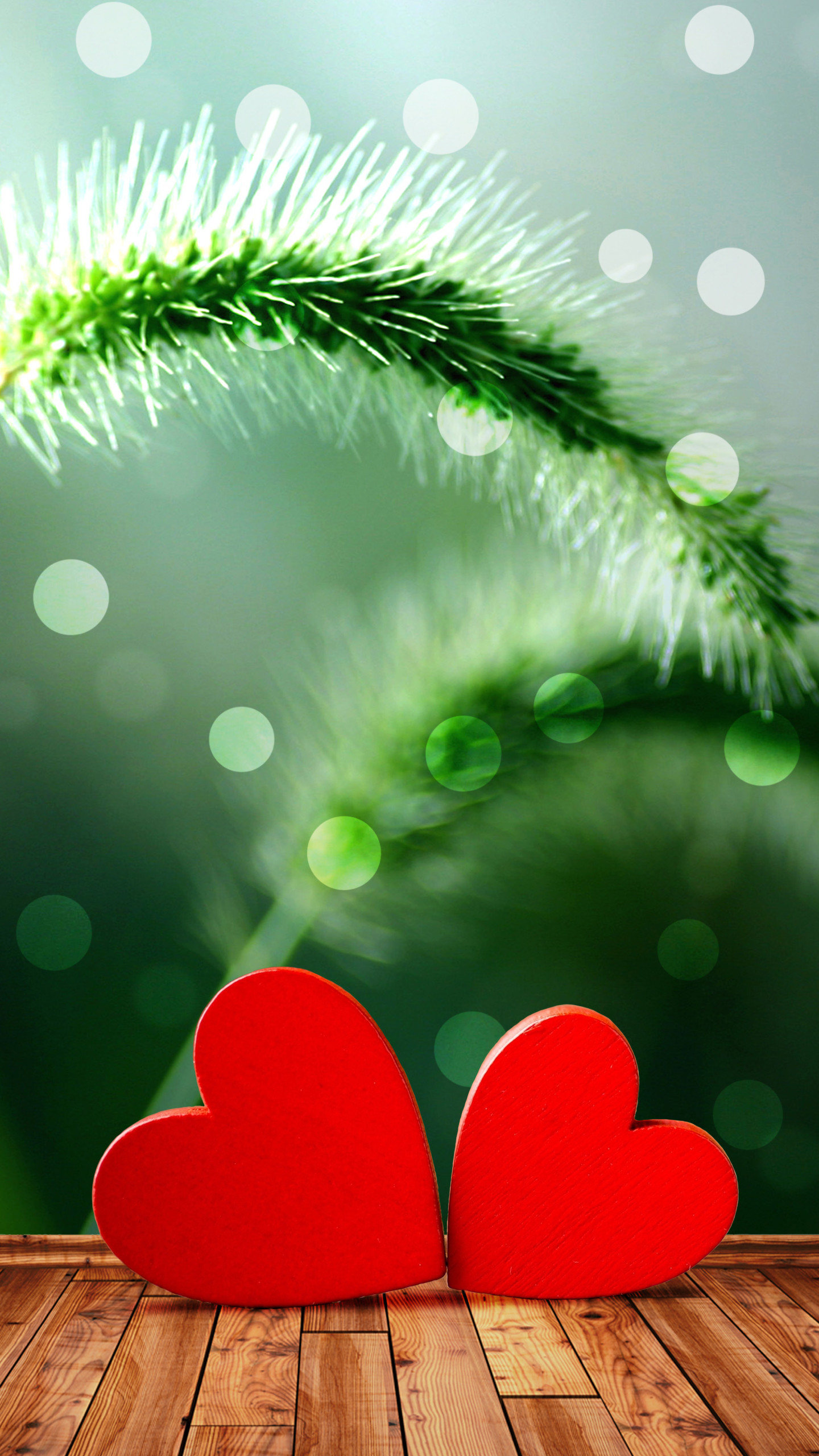 Cuori rossi, San Valentino, Bokeh, Verde, wallpaper Samsung S7