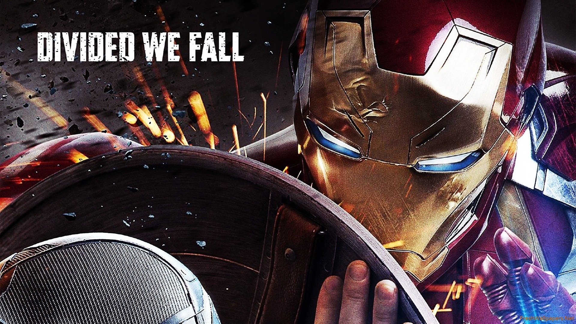 Iron Man, Captain America, Captain America: Civil War, Divided We Fall, Scintille, sfondo Full HD