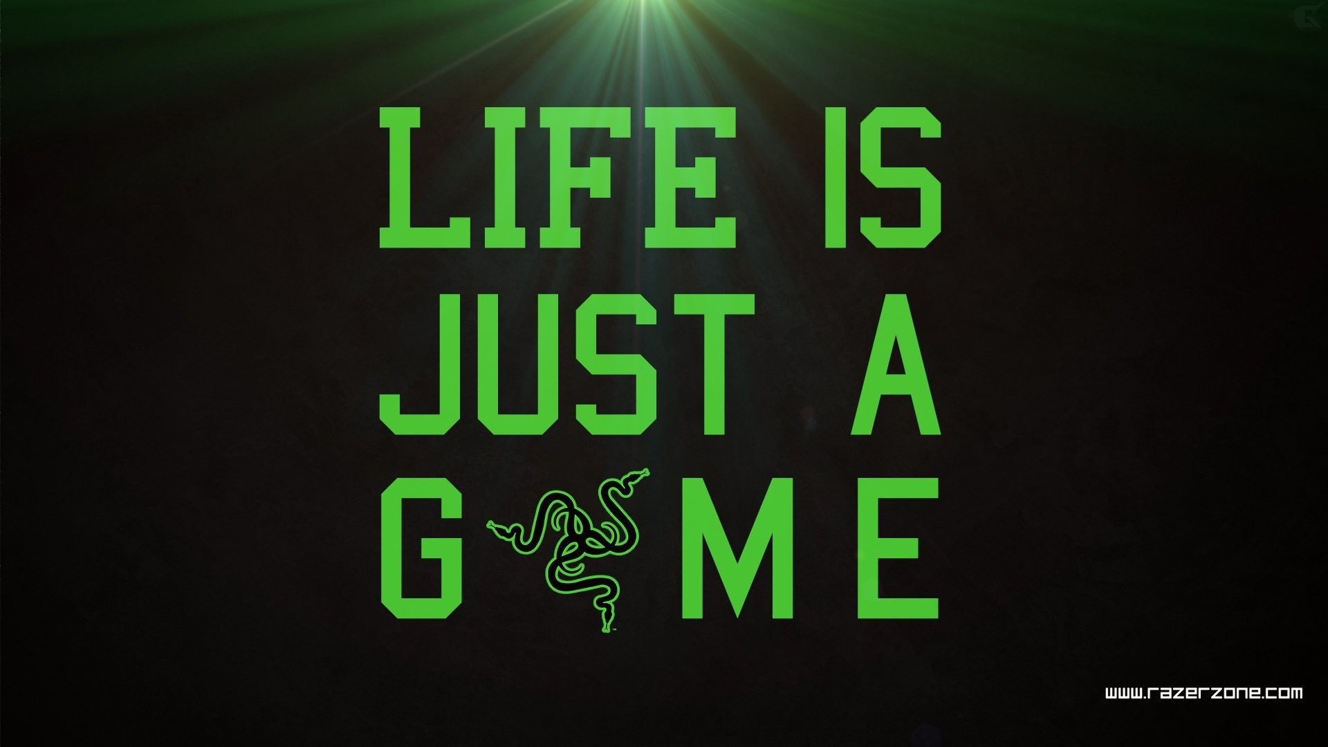 Razer, Life is just a game, Logo Razer, Scritta, Verde, Full HD, sfondo per portatile