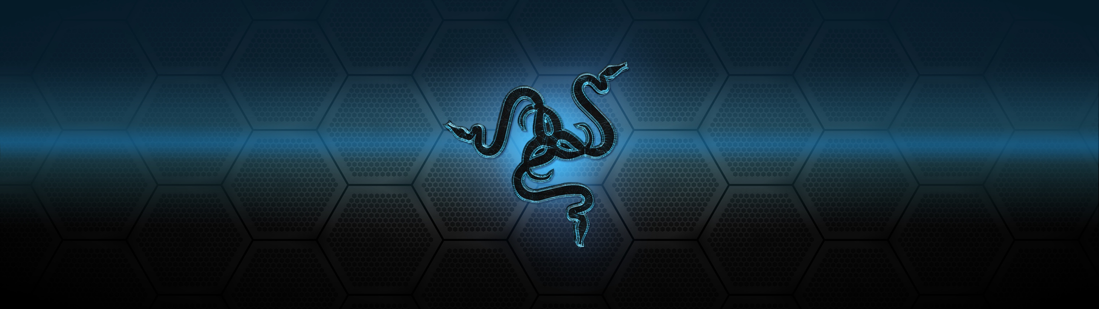 Razer, Logo, Esagoni, Blu, 3840x1080, sfondo per PC