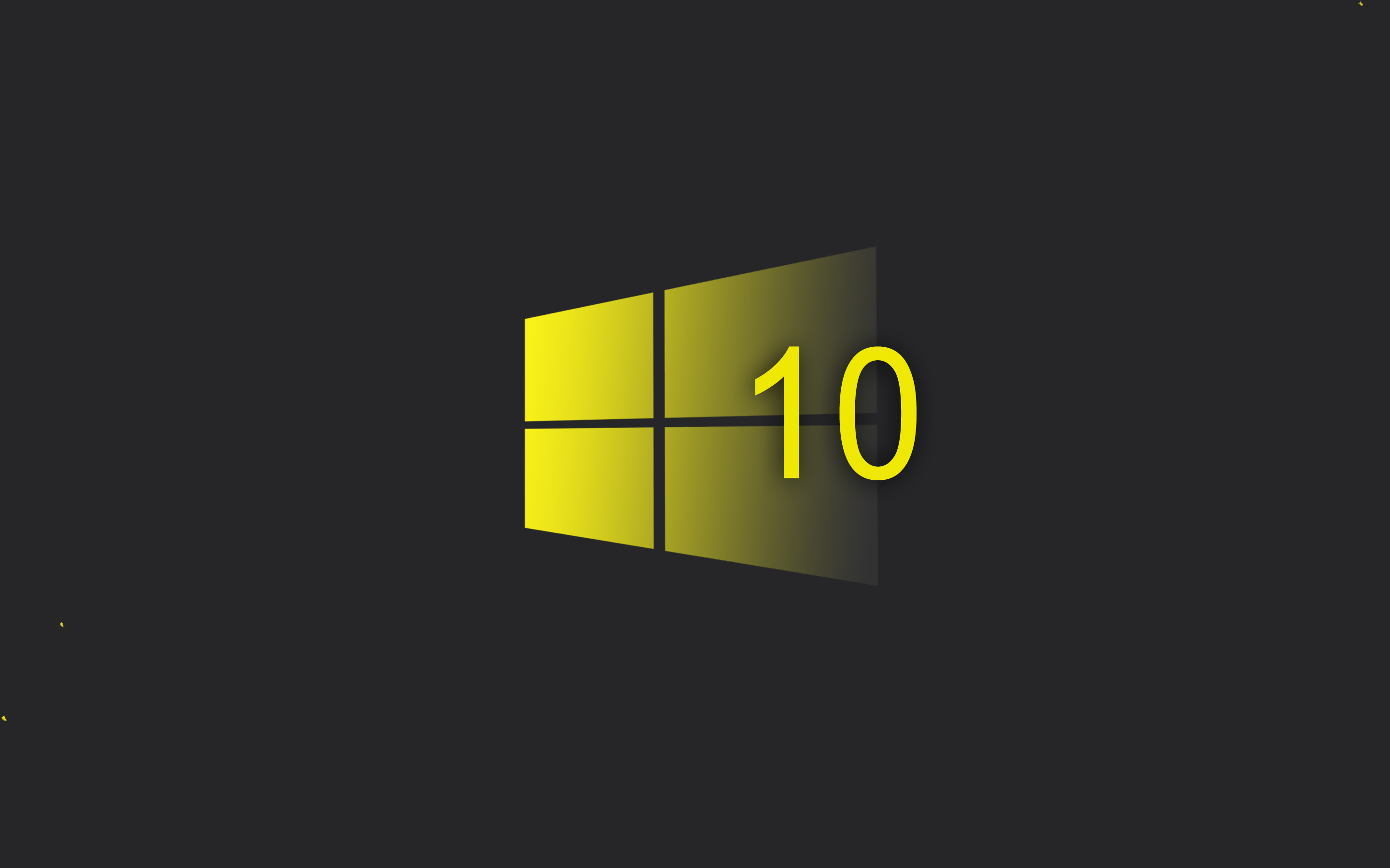 Windows 10, Logo Windows, Giallo, Sfondo grigio, 2K, wallpaper per computer