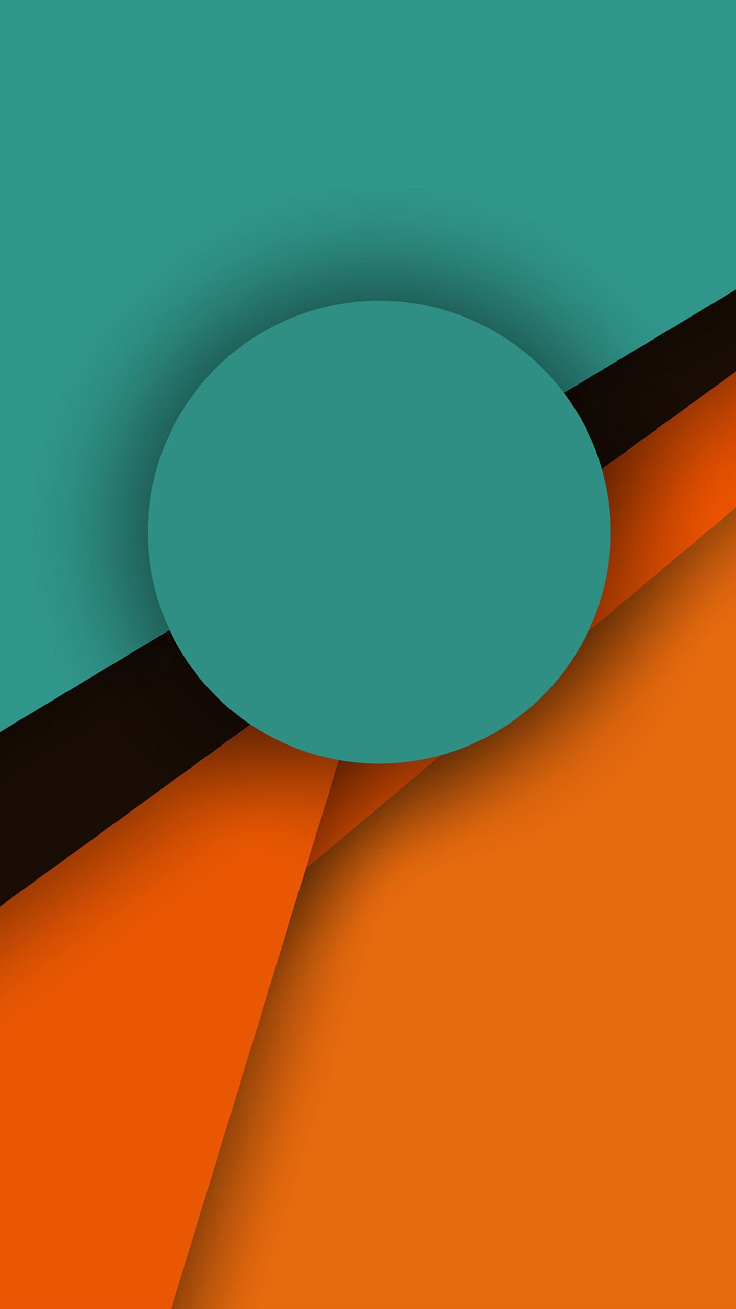 Material design, Cerchio, Arancione e verde acqua, sfondo QHD+ per cellulare