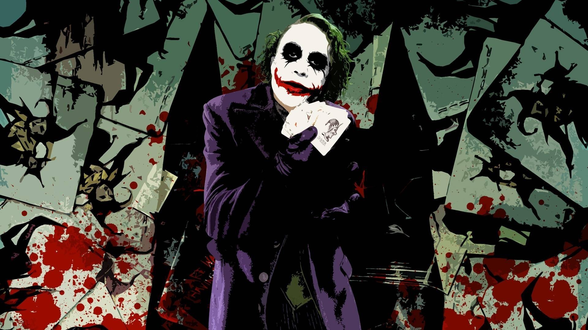 Joker, Heath Ledger, Carte da gioco, Illustrazione, Grunge, Full HD, sfondo desktop