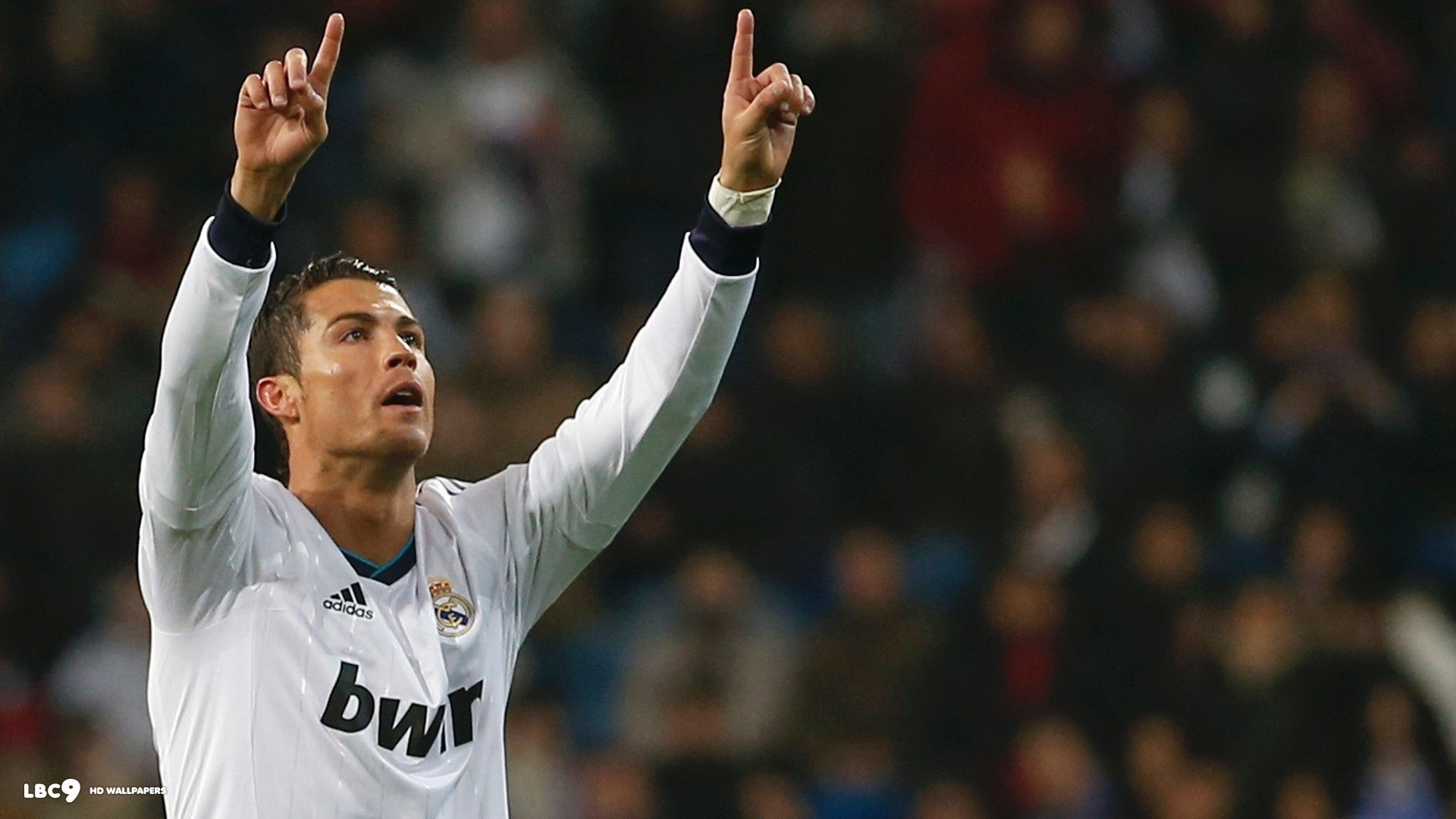 Cristiano Ronaldo, Real Madrid, Dita al cielo, Esultanza, Full HD 1080p, sfondo desktop