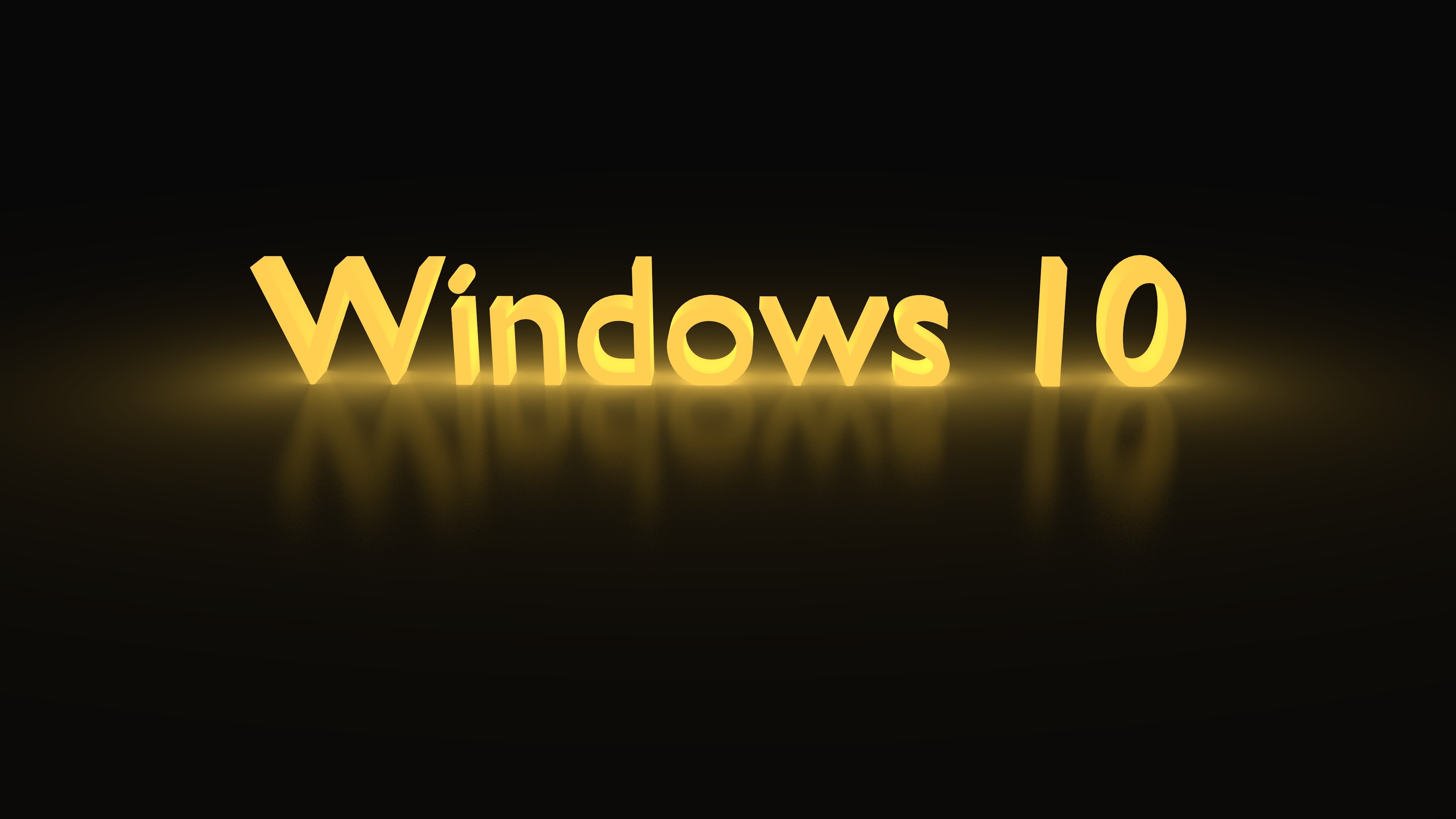 Windows 10, Scritta dorata, Sfondo nero, 4K, wallpaper per PC