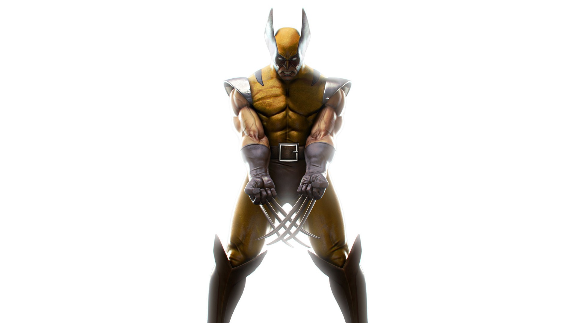 Wolverine, Marvel Comics, Costume marrone, Sfondo bianco, Full HD, wallpaper per portatile