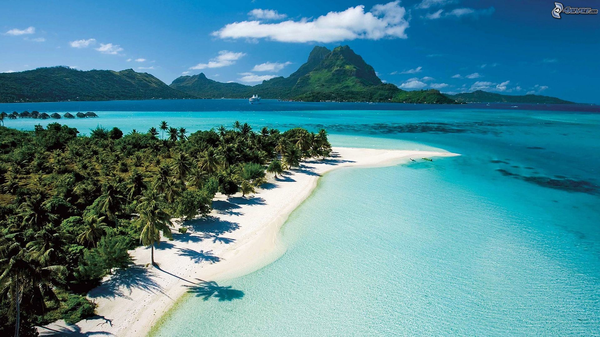 Bora Bora, Monte Otemanu, Motu, Spiaggia bianca, Vista aerea, 1920x1080, immagine di sfondo