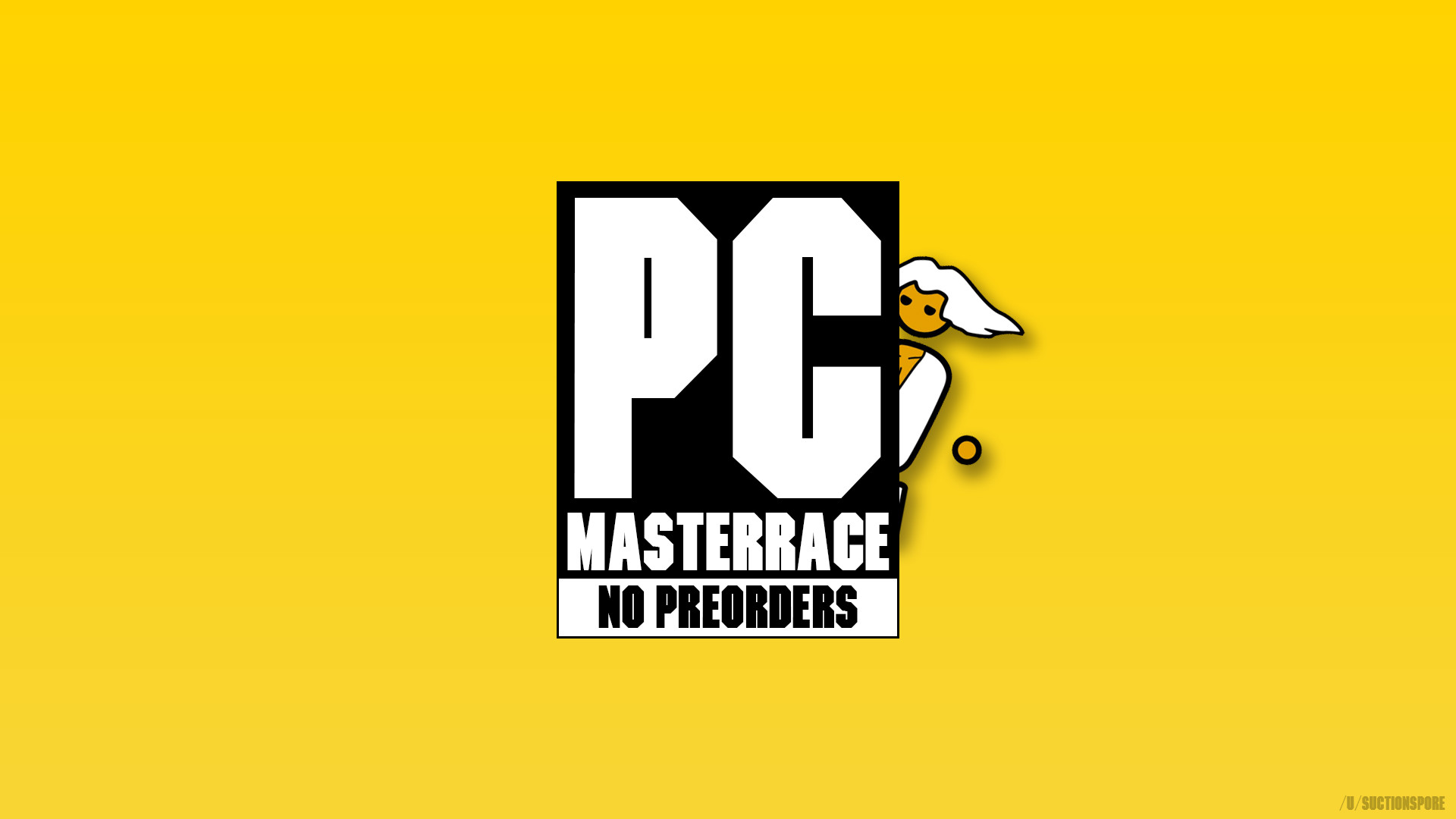 PC Master Race, No Preorders, Logo, Sfondo giallo, Full HD, wallpaper per computer