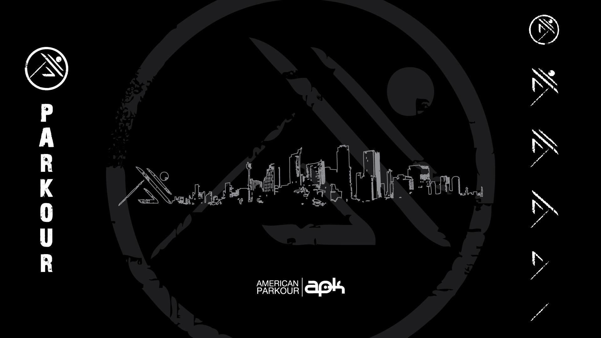American Parkour, APK, Logo, Sfondo nero, Full HD, wallpaper per PC