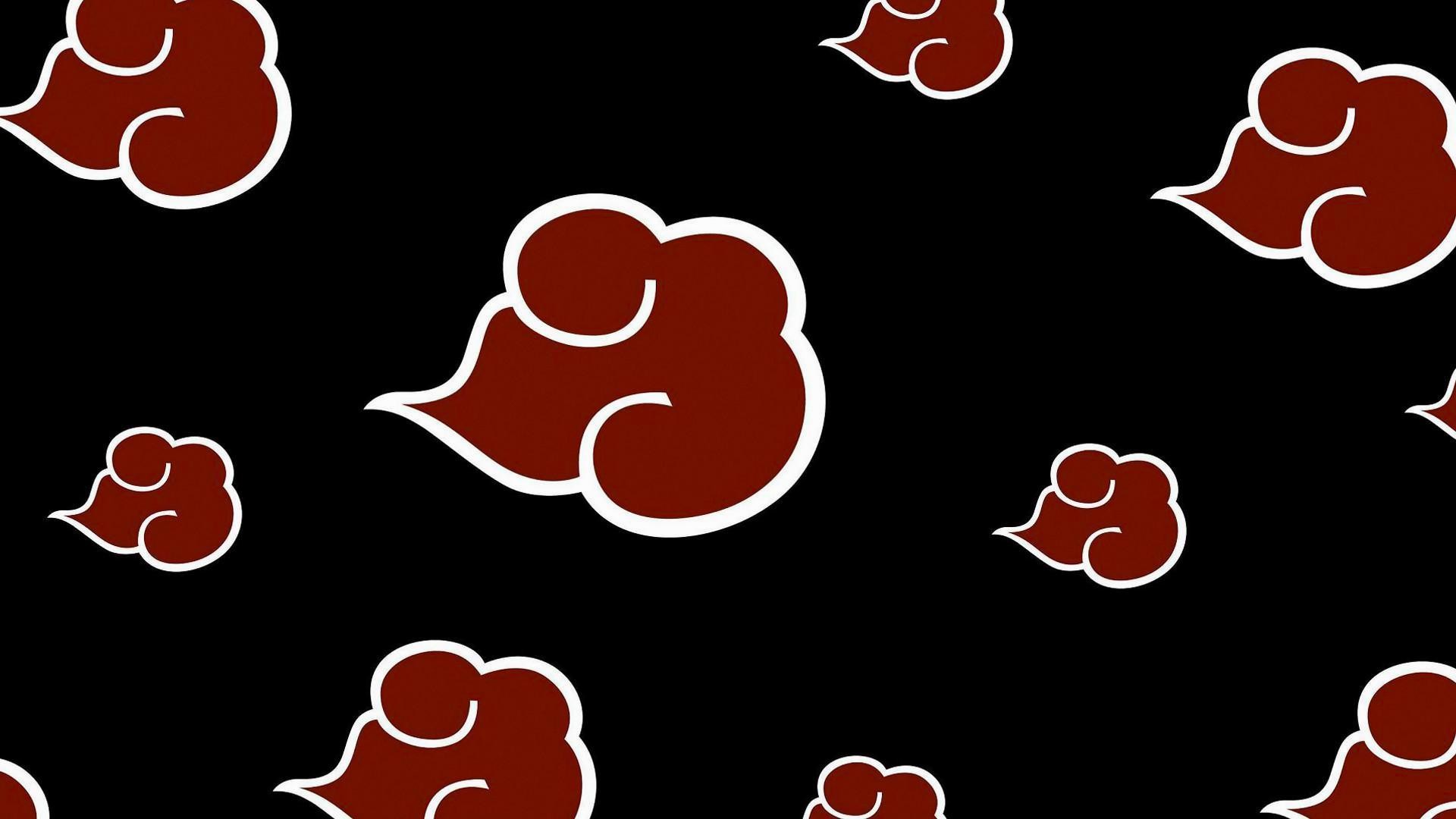 Akatsuki, Nuvole rosse, Simbolo, Sfondo nero, Full HD, wallpaper per PC