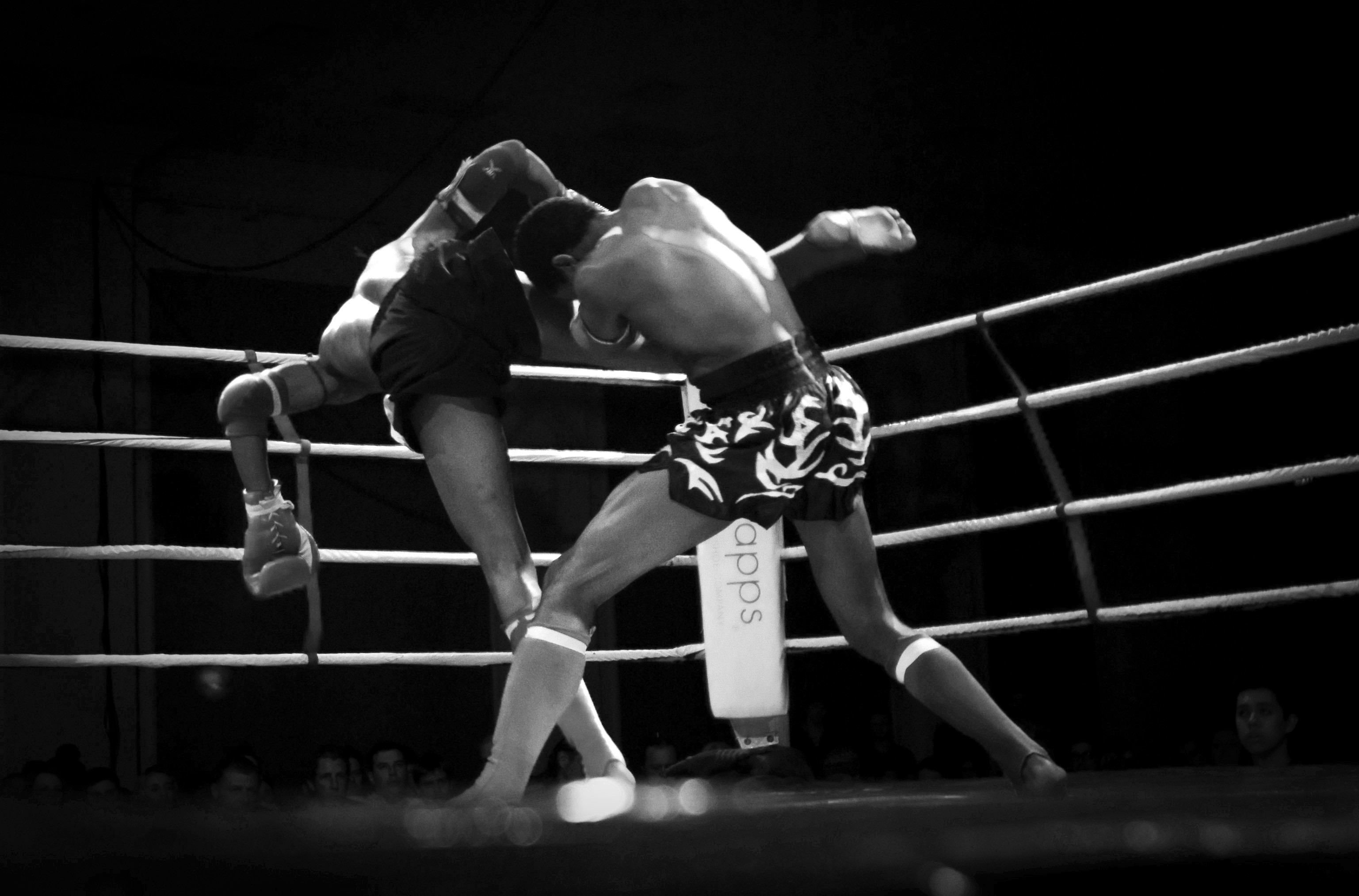 Muay Thai, Incontro, Ring, Bianco e nero, 2K, sfondo desktop