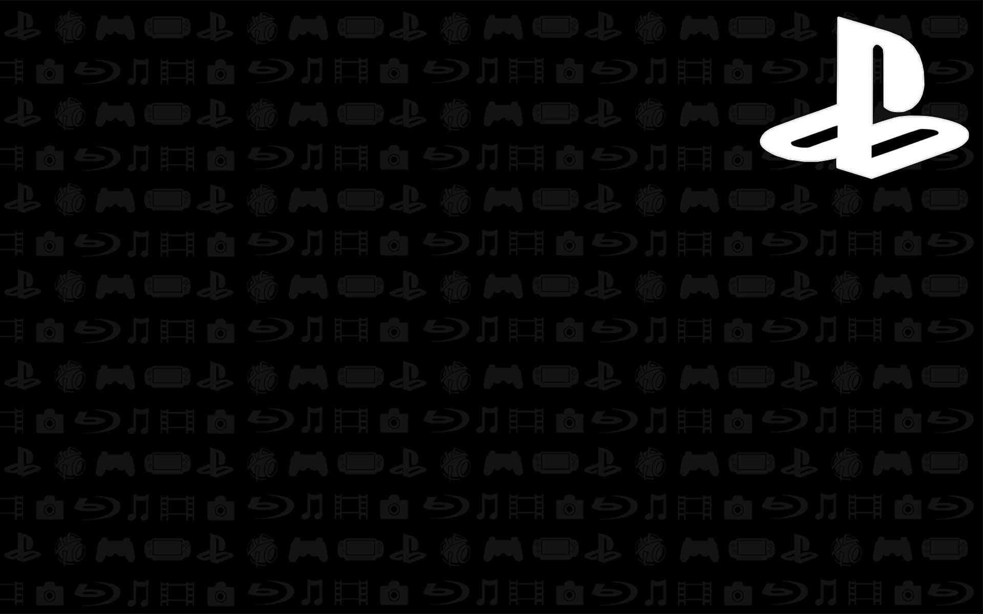 Logo PlayStation, Motivo, Sfondo nero, 1920x1200, wallpaper desktop
